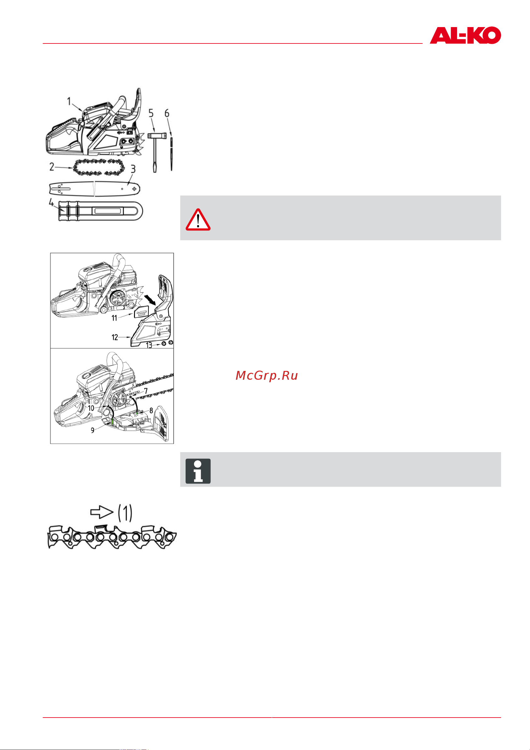 Al-Ko BKS 4540 113335 [11/480] Einbau von führungsschiene und sägekette