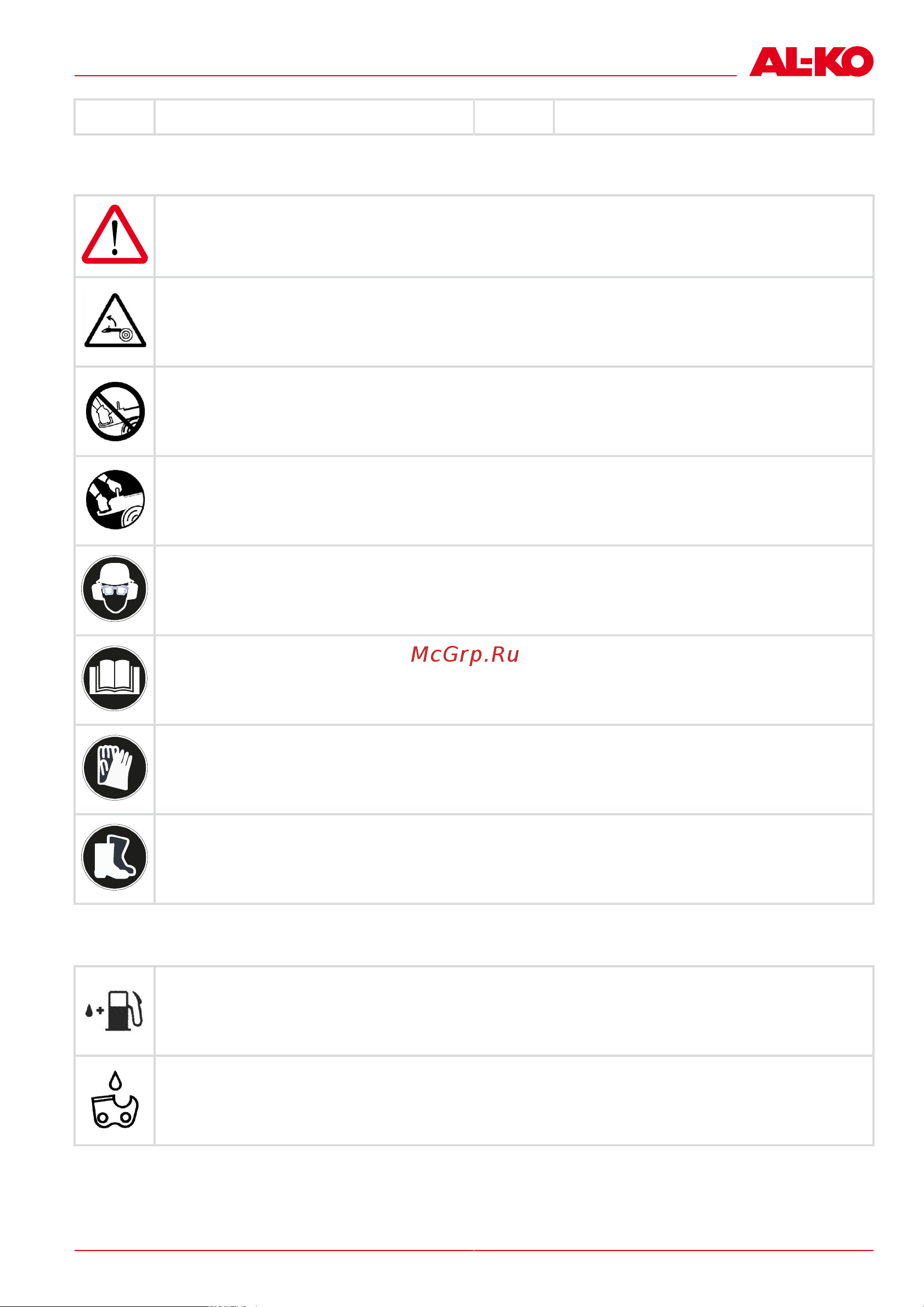 Al-Ko BKS 4540 113335 [31/480] Symbols on the machine