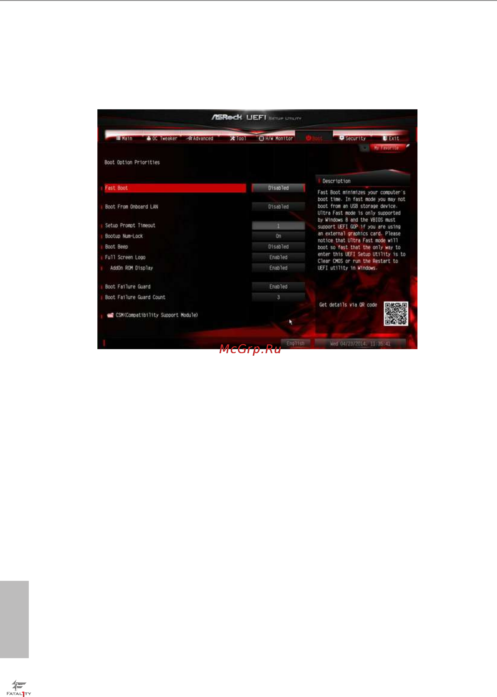 ASRock fatal1ty z97 killer [104/109] Boot screen