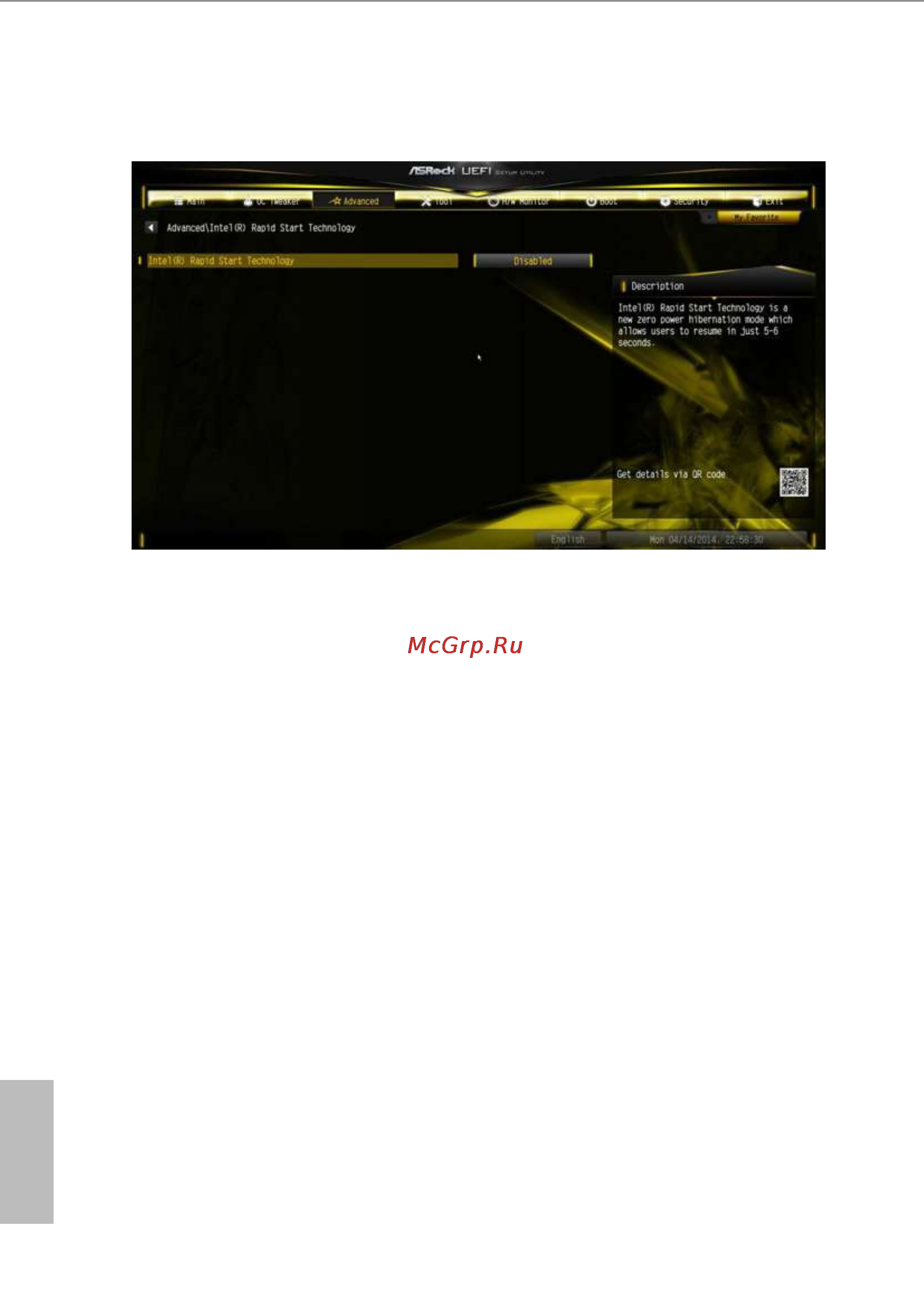 ASRock z97m oc formula [92/110] Intel rapid start technology