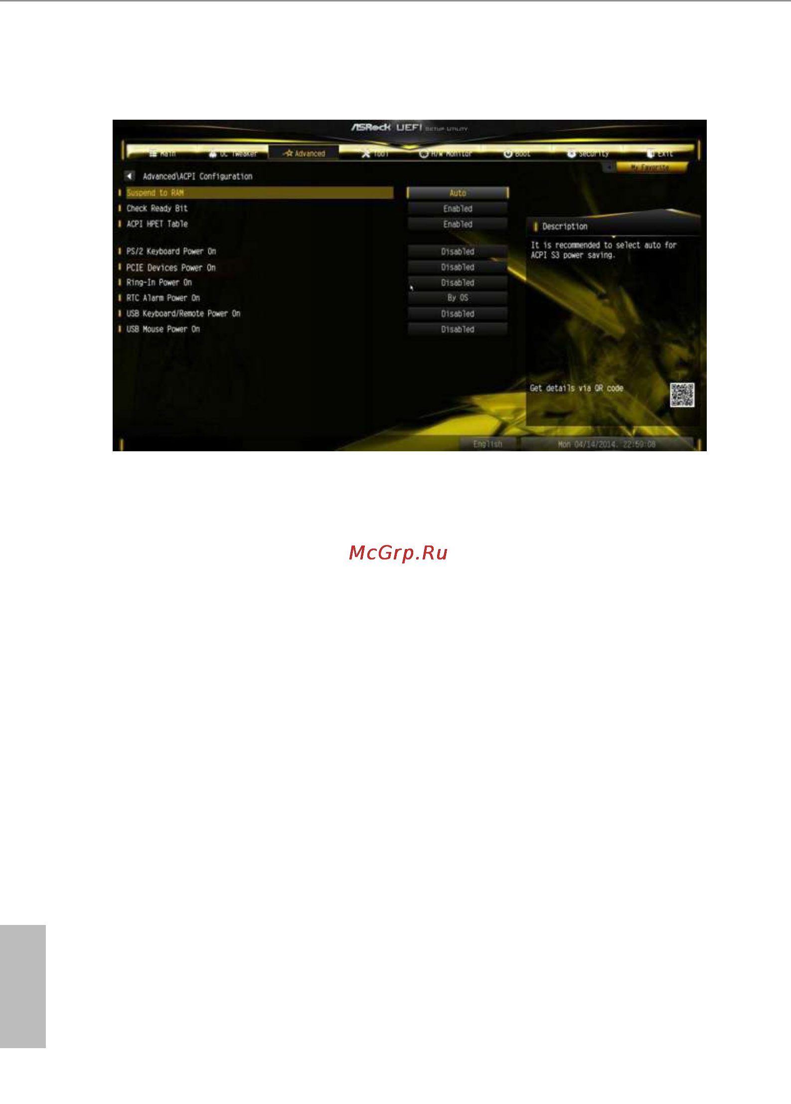 ASRock z97m oc formula [96/110] Acpi coniguration