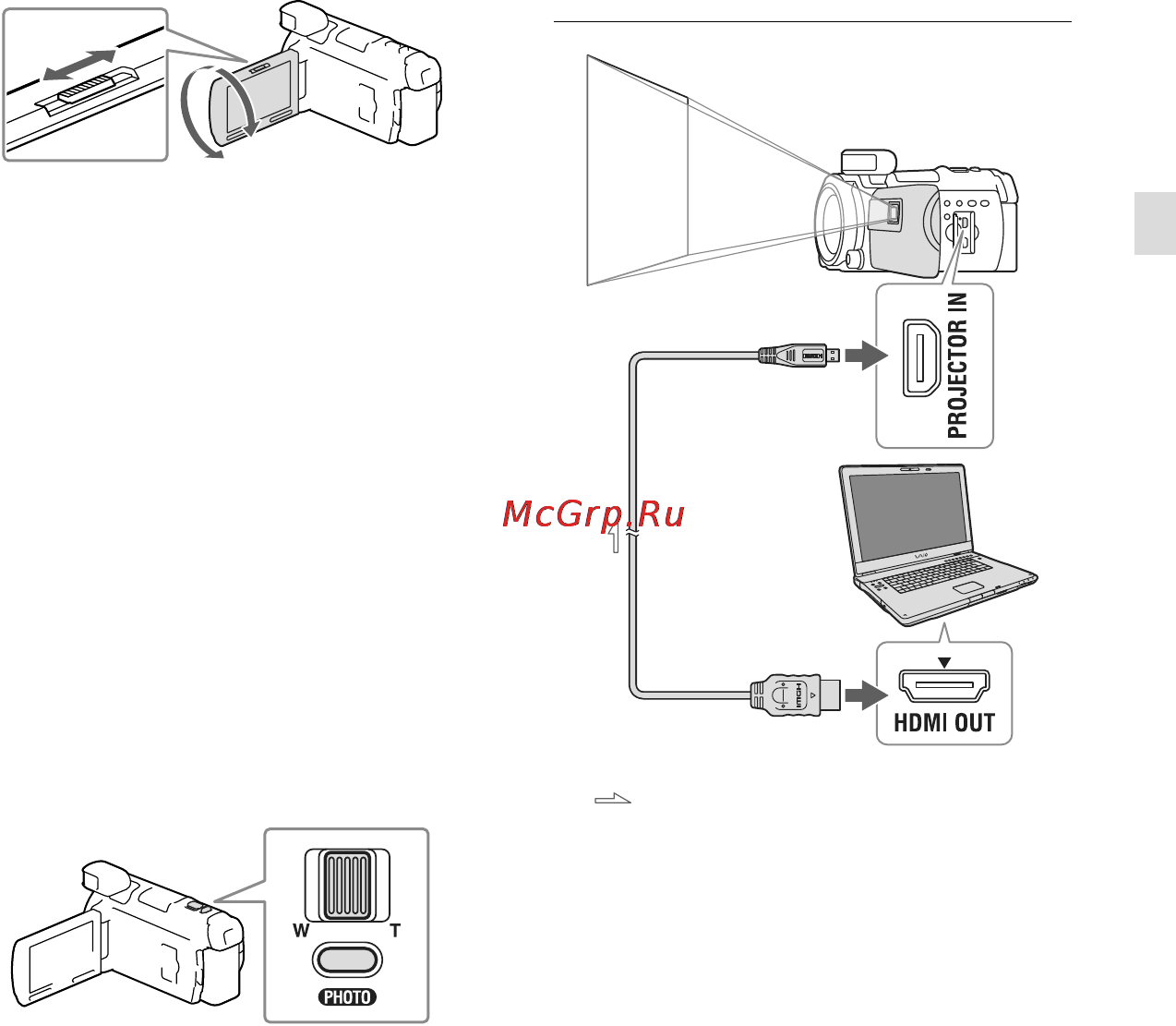 Sony HDR-PJ790 (E) (V) (VE) [41/163] Как воспроизводить с помощью проектора изображения с компьютера или смартфона