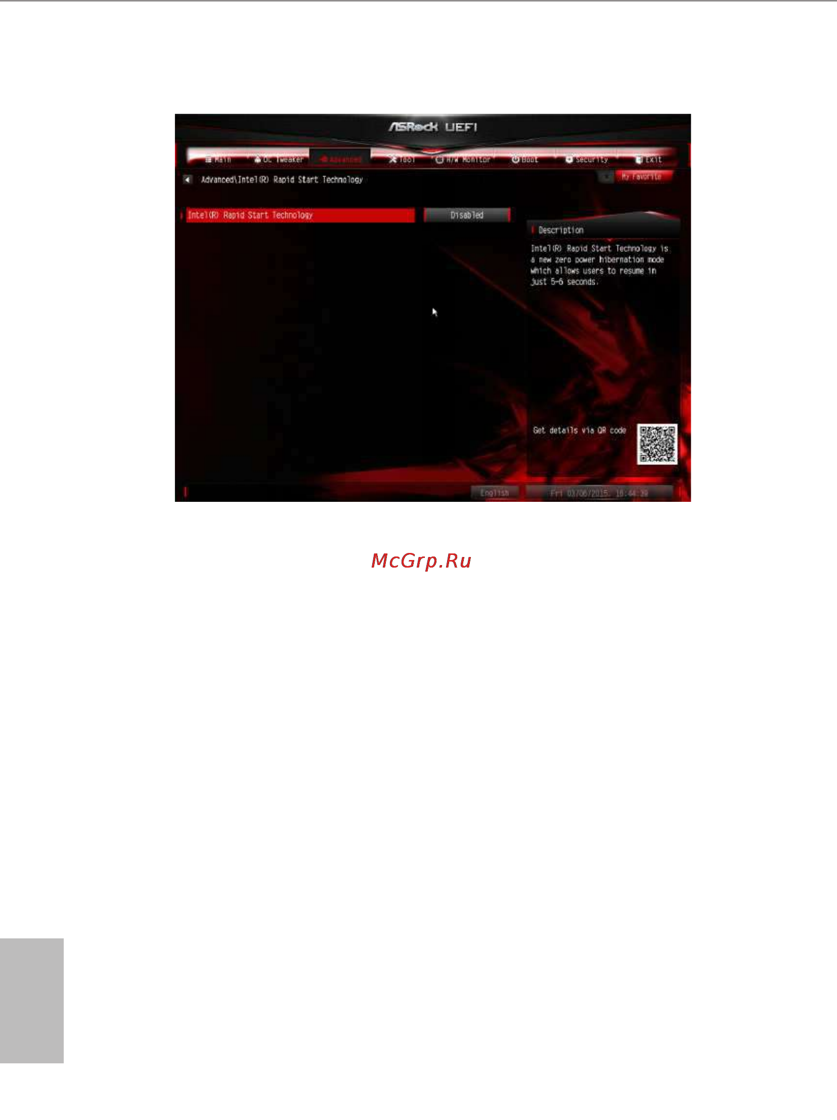 ASRock fatal1ty z97x killer/3.1 [102/120] Intel rapid start technology