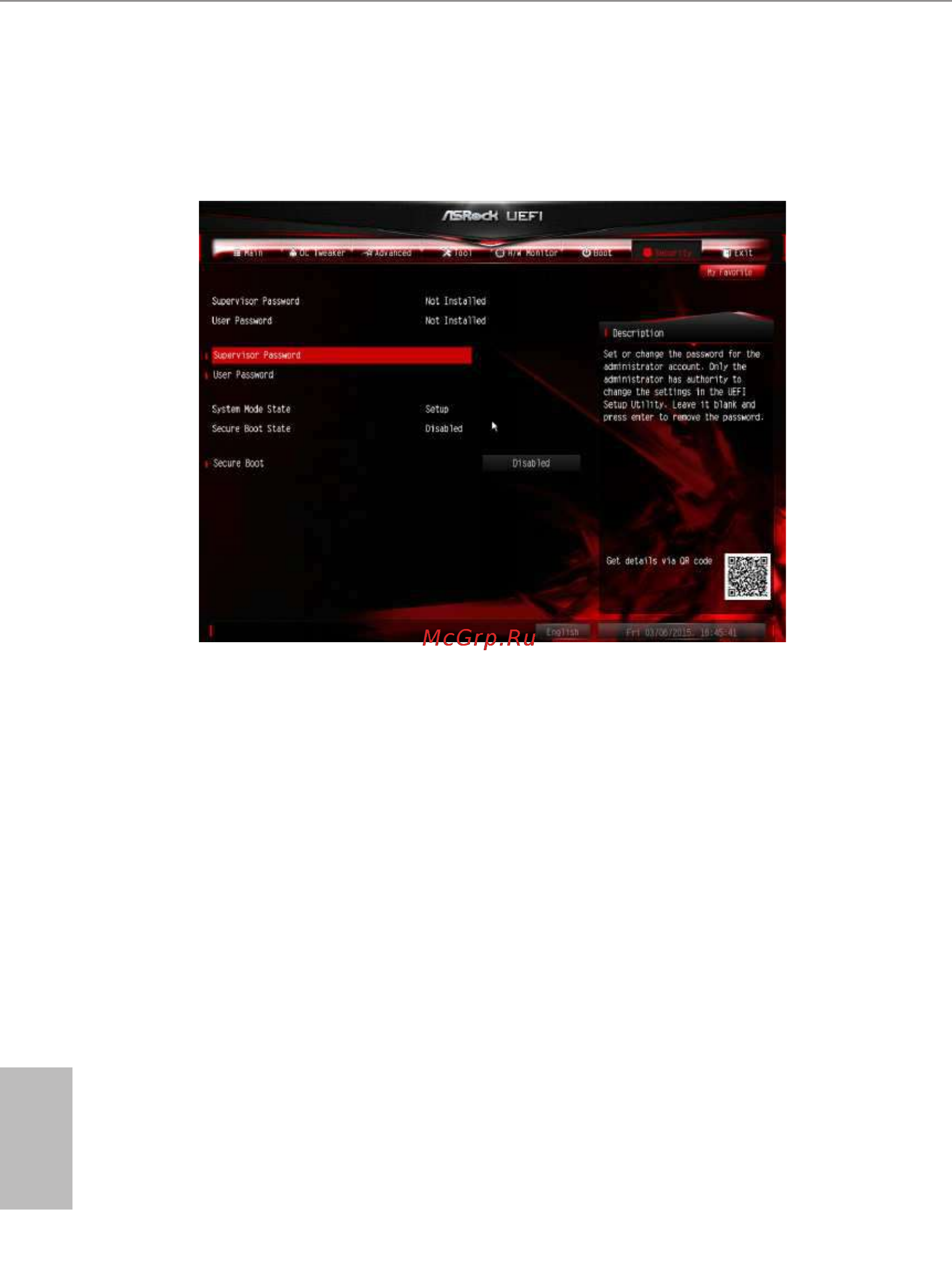ASRock fatal1ty z97x killer/3.1 [118/120] Security screen