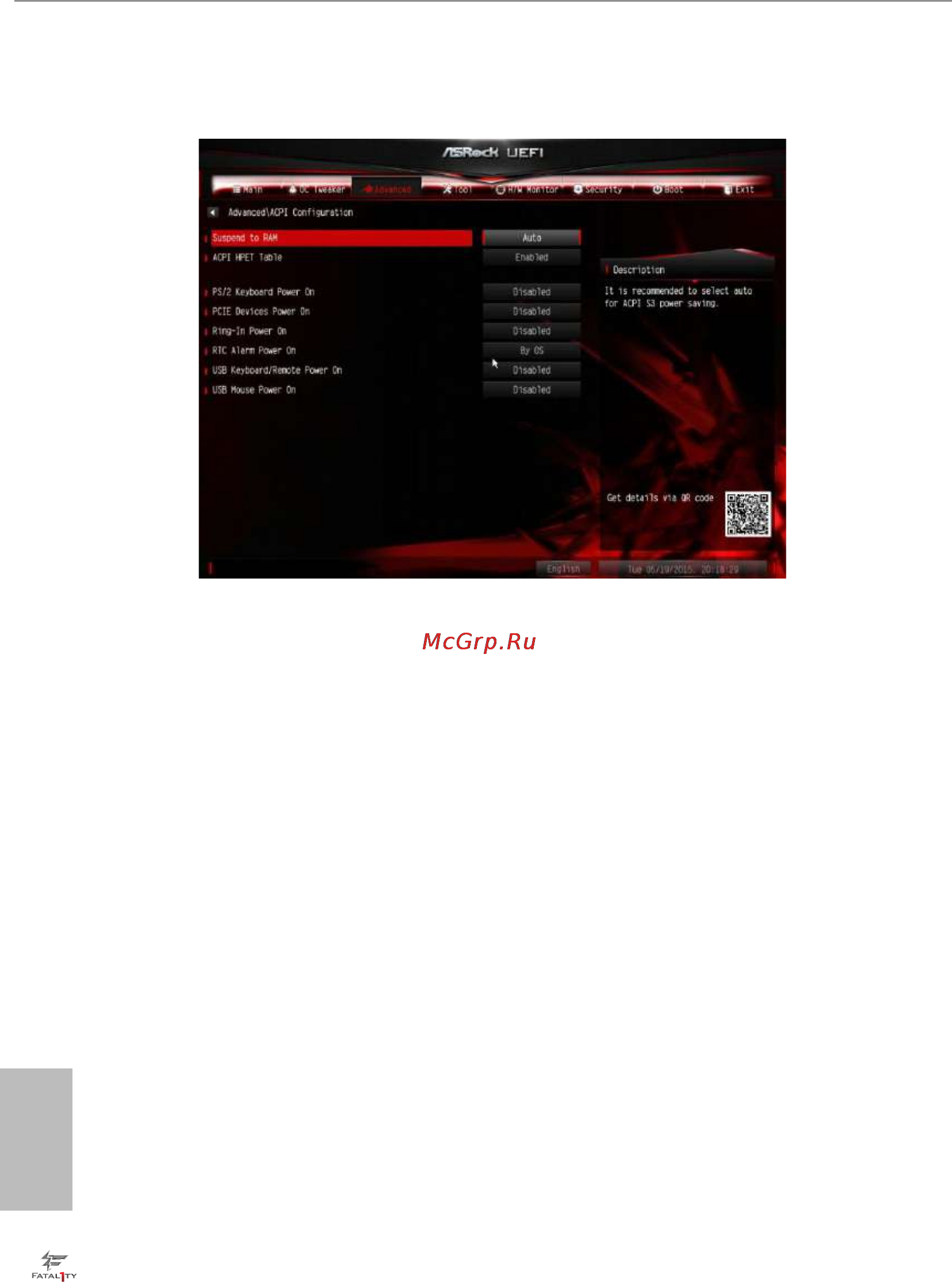 ASRock fatal1ty z170 gaming k6+ [98/113] Acpi configuration