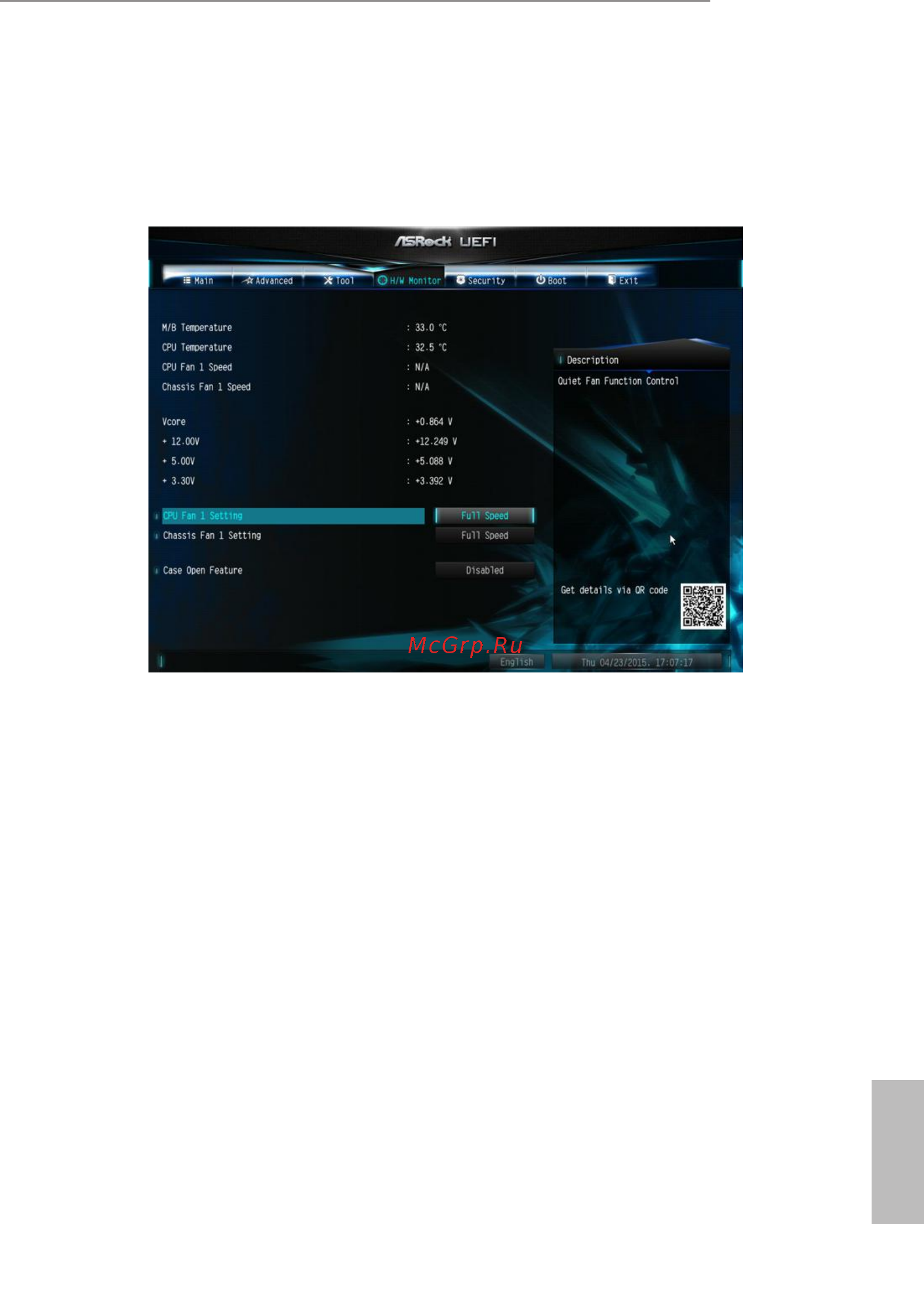 ASRock N3150M [50/56] Hardware health event monitoring screen