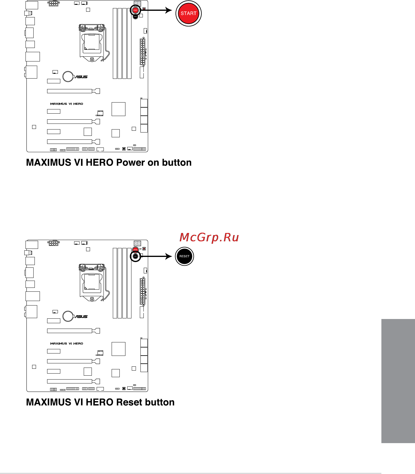 Asus rog maximus vi hero [39/176] Onboard buttons and switches