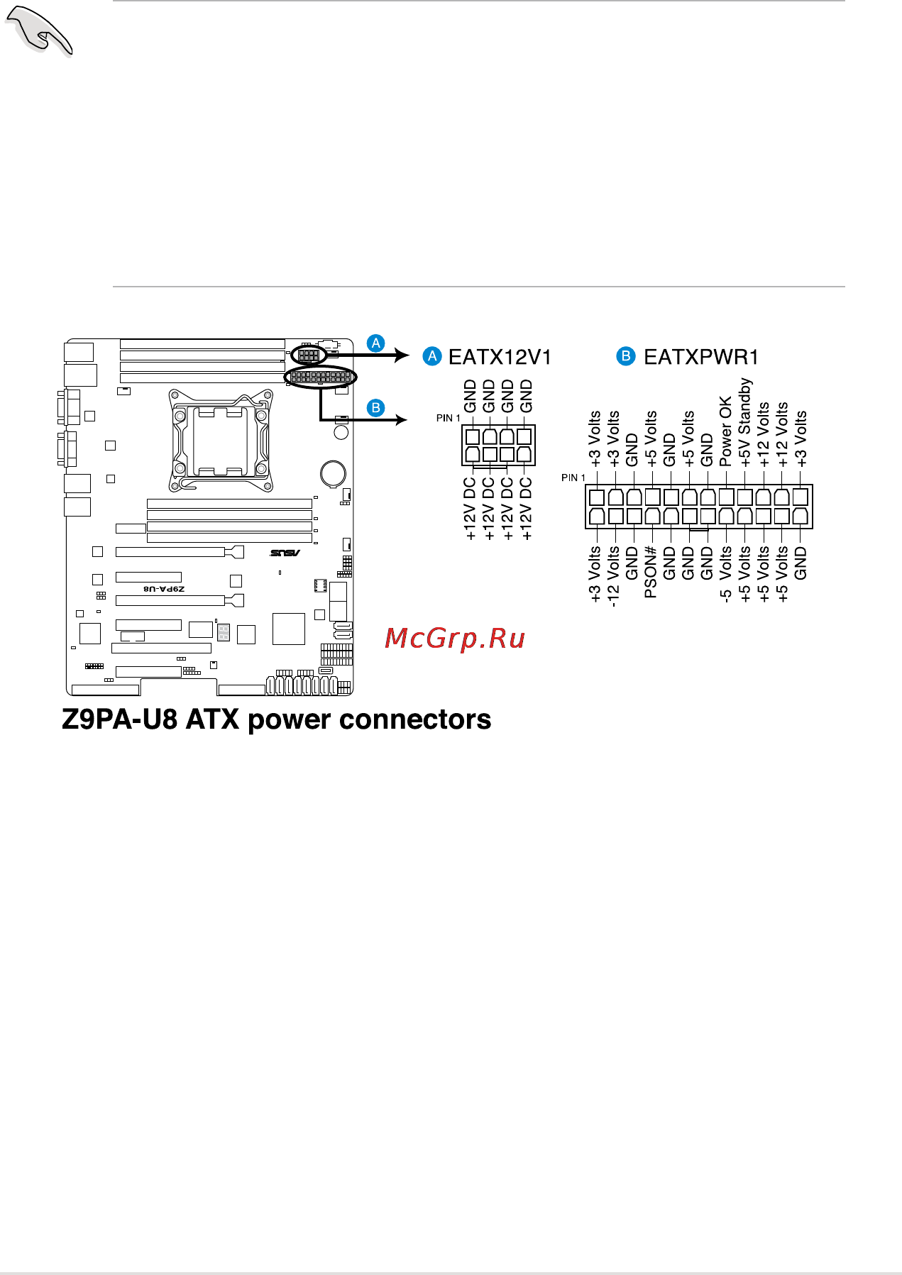 Asus z9pa-u8 [55/188] Eatx power connectors 24 pin eatxpwr1 8 pin eatx12v1