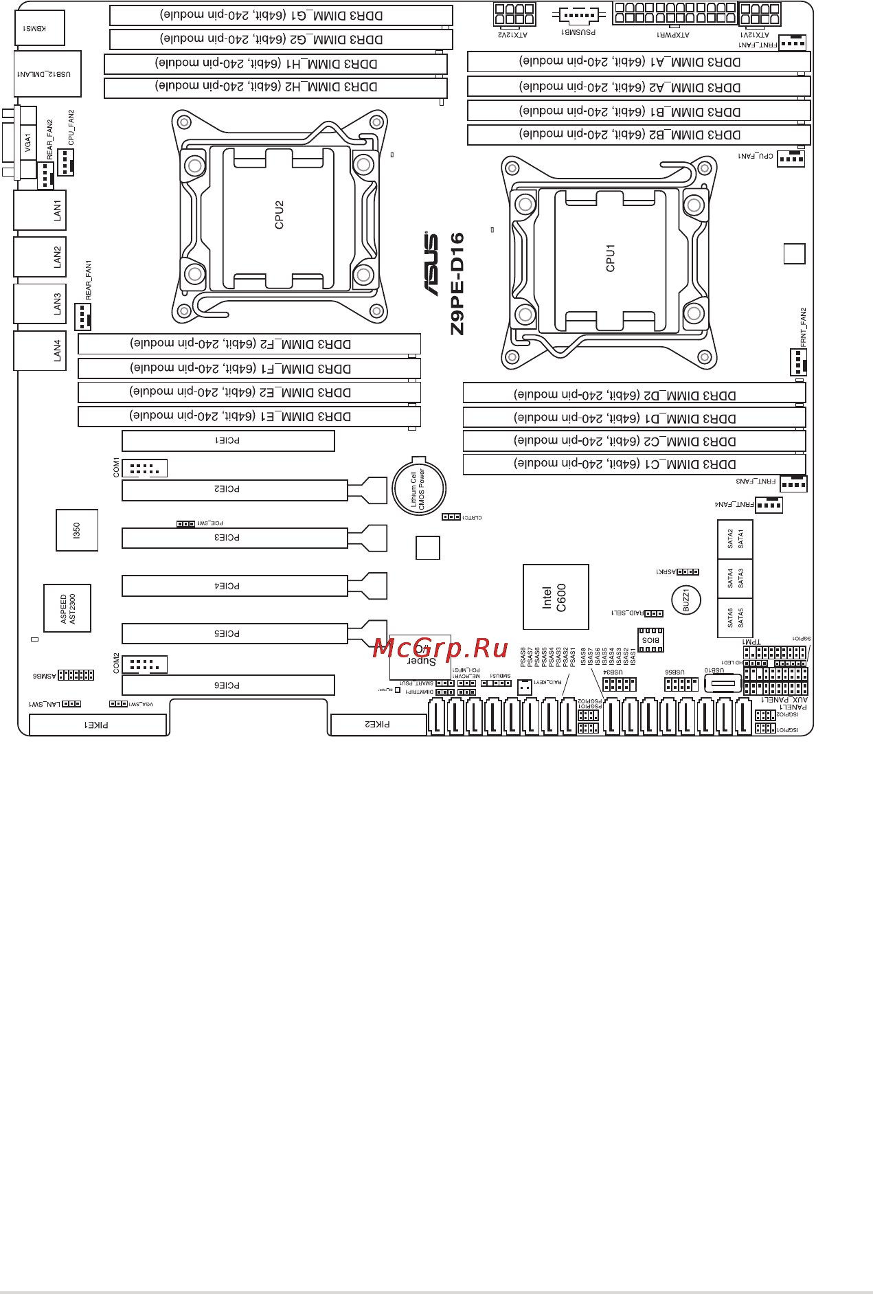 Asus z9pe-d16 [23/184] Motherboard layout