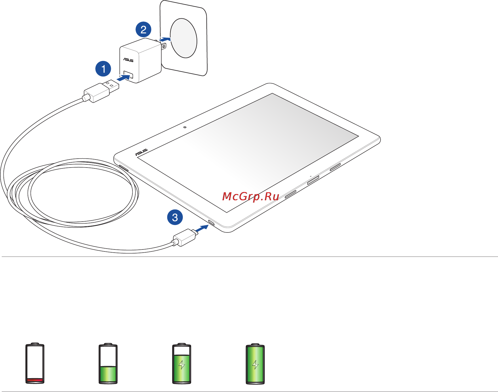 Asus transformer pad tf103c 16gb ceramic white [20/158] Connect the micro usb cable to the ac power adapter