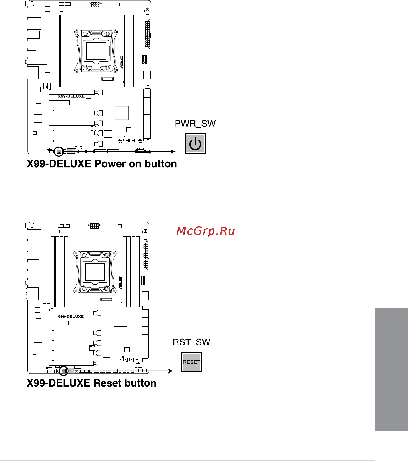 Asus x99-deluxe [31/146] Onboard buttons and switches