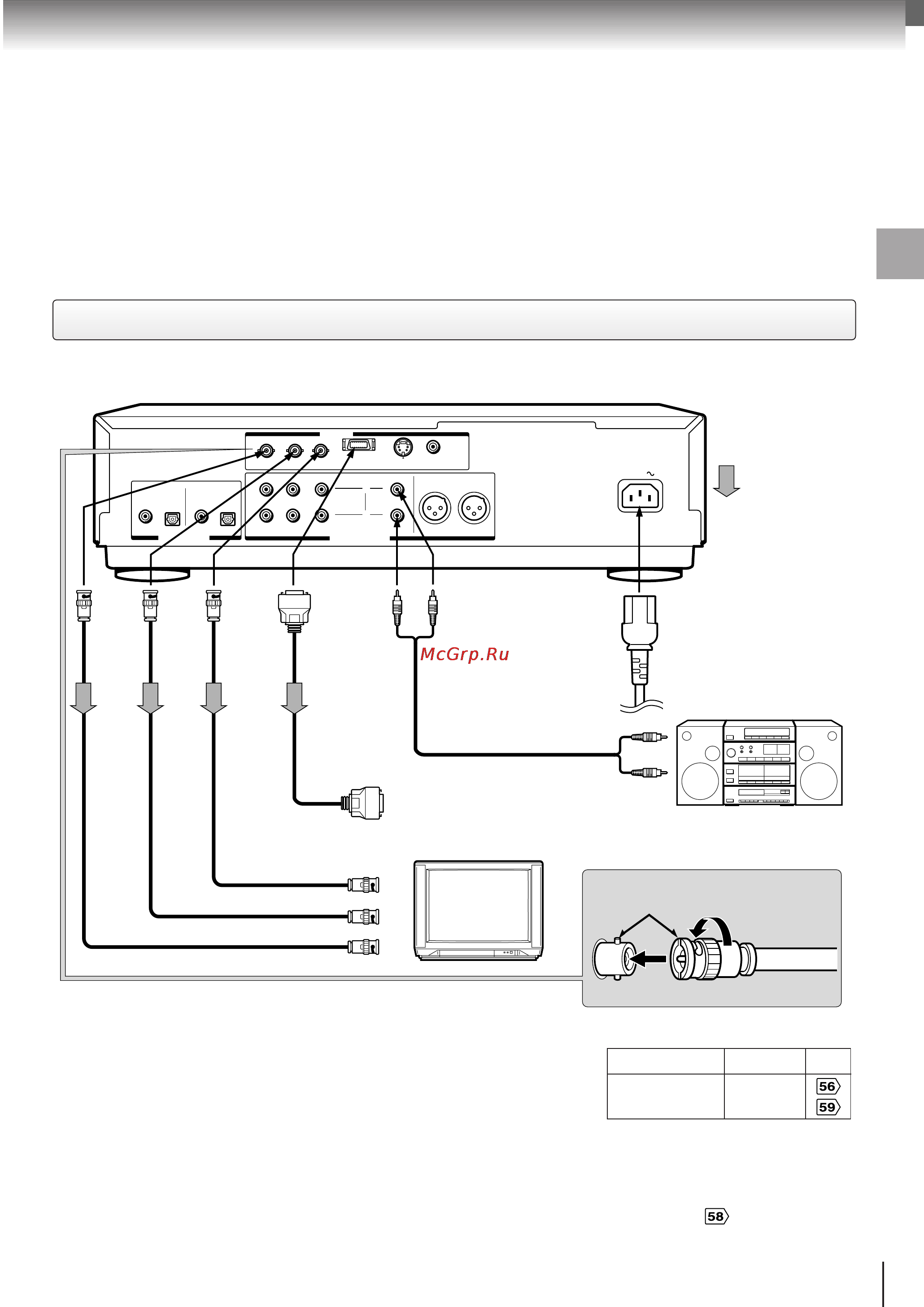 Toshiba SD-9500 E [19/72] Подключение к аудиосистеме и телевизору через компонентные видеовходы