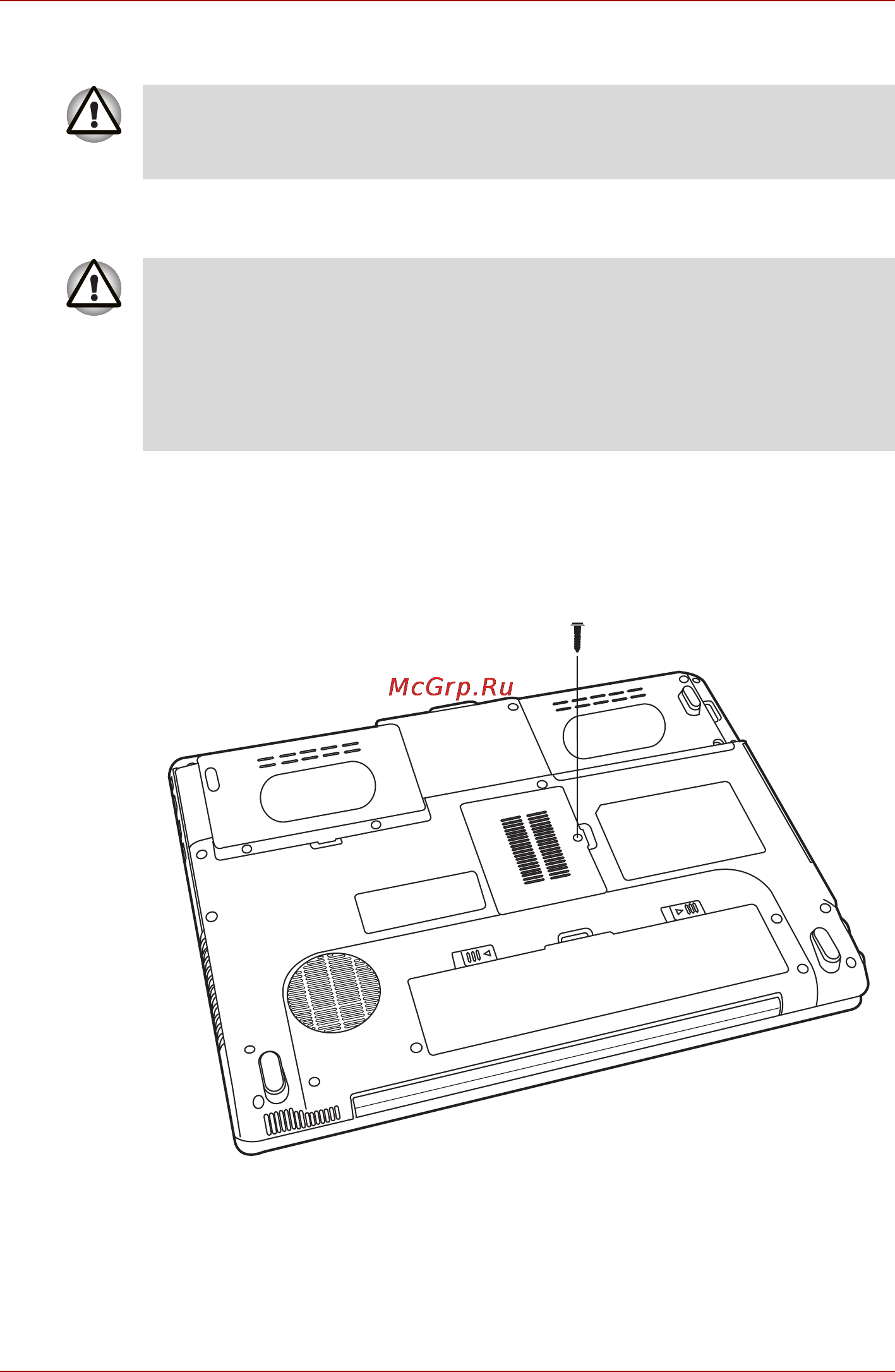 Toshiba Satellite A200-14D [118/173] Установка модулей памяти на задней панели