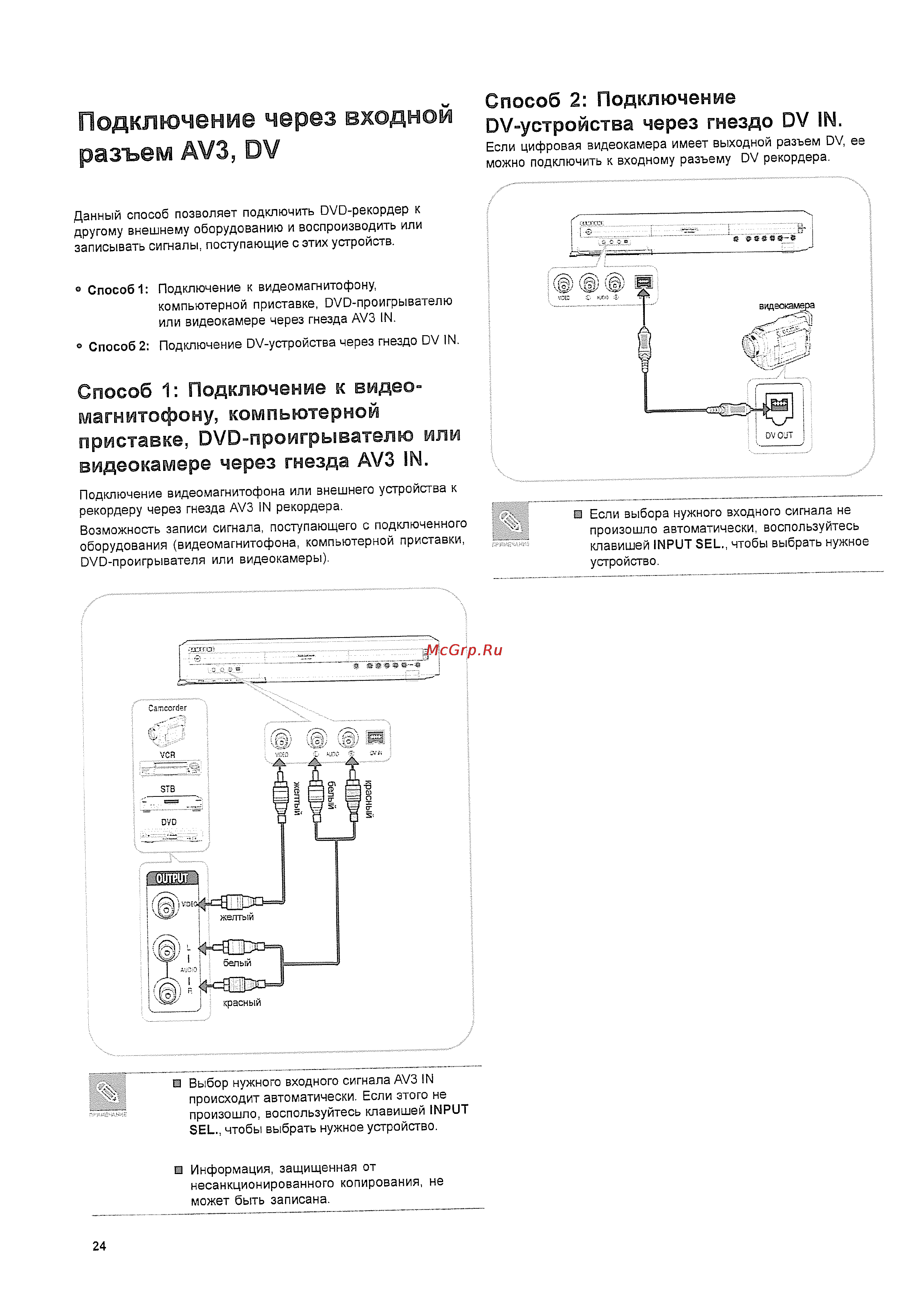 Toshiba D-R255 STG [16/37] Подключение через входной разъем м3 ш