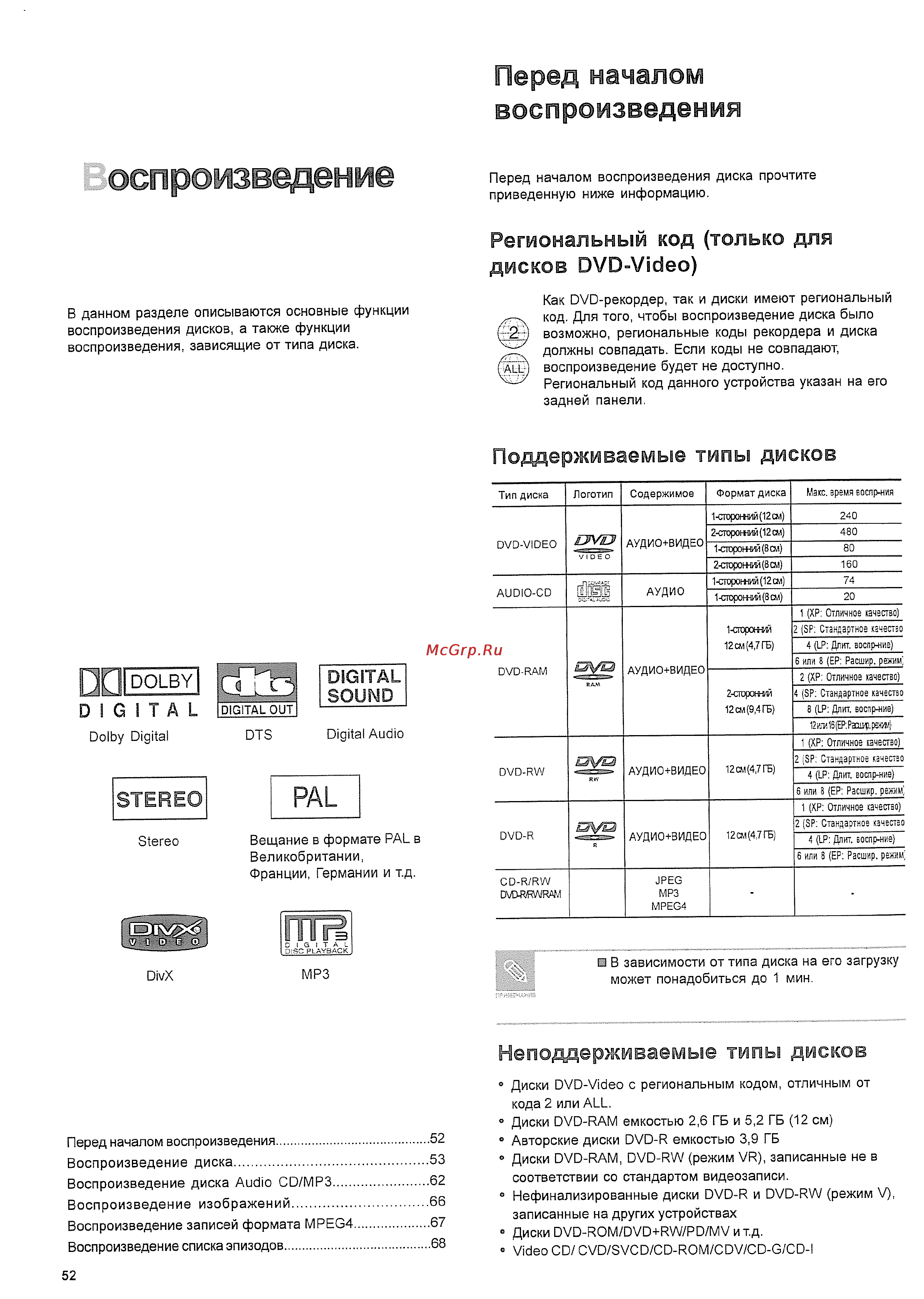 Toshiba D-R255 STG [29/37] Оспроизведение