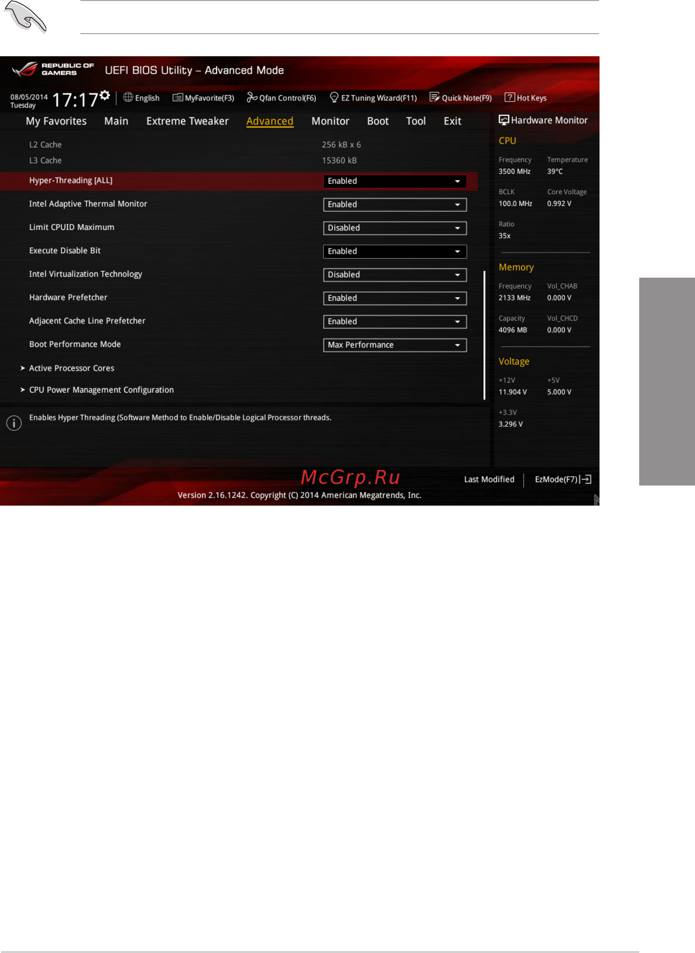 Asus rog rampage v extreme [117/230] Cpu configuration