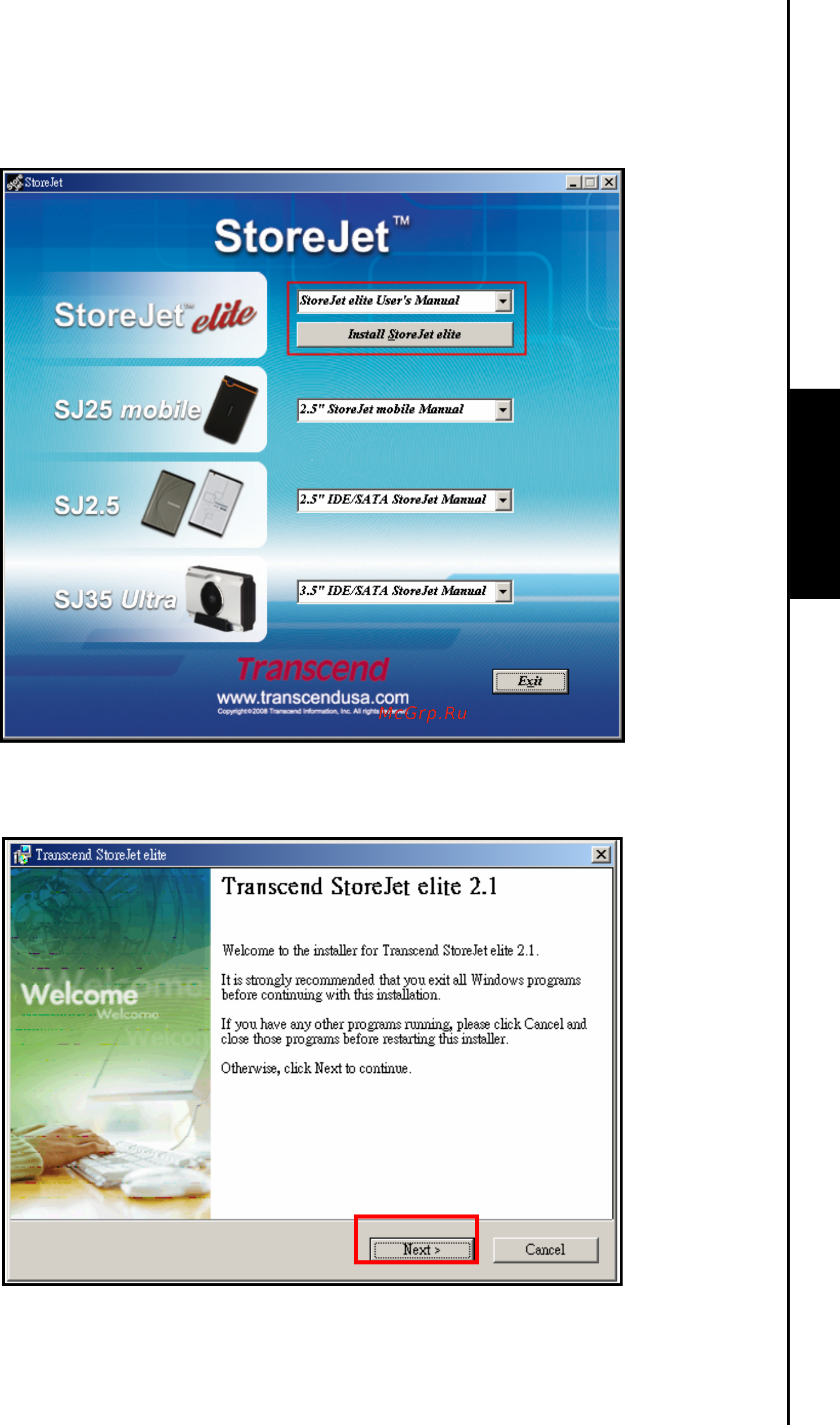Transcend 160 Gb TS160GSJ25M [5/25] Установка программного обеспечения