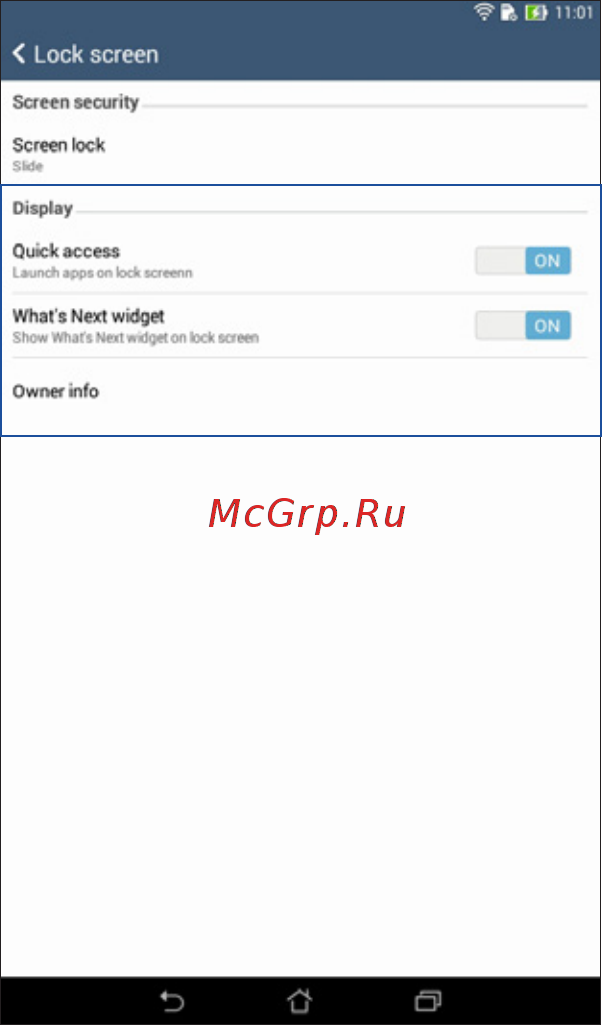 Asus MeMO Pad 7 ME176СX 8Gb Black [123/150] Configuring the other screen security features