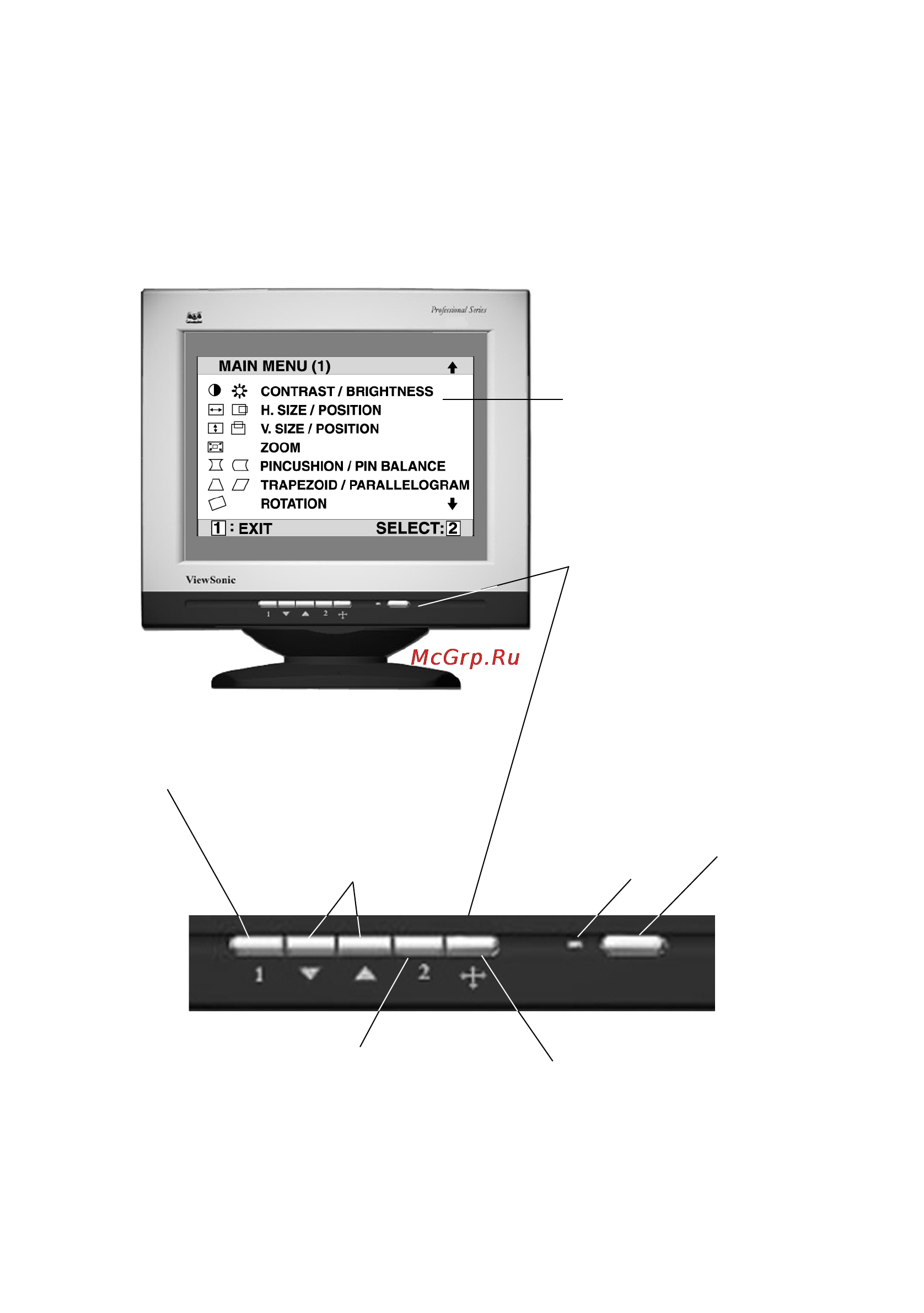 Viewsonic P70f [7/20] Controls which display on the screen the onview controls are explained at the top of the next page and are defined in main menu controls on page 8