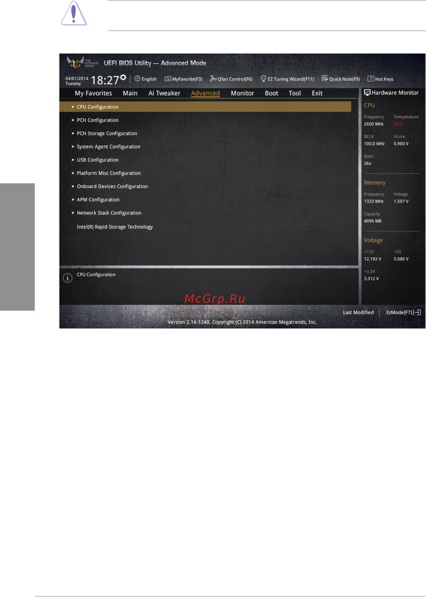 Asus tuf sabertooth z97 mark s [100/176] Advanced menu
