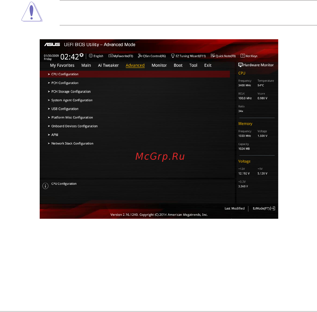 Asus h81-gamer [56/80] Advanced menu