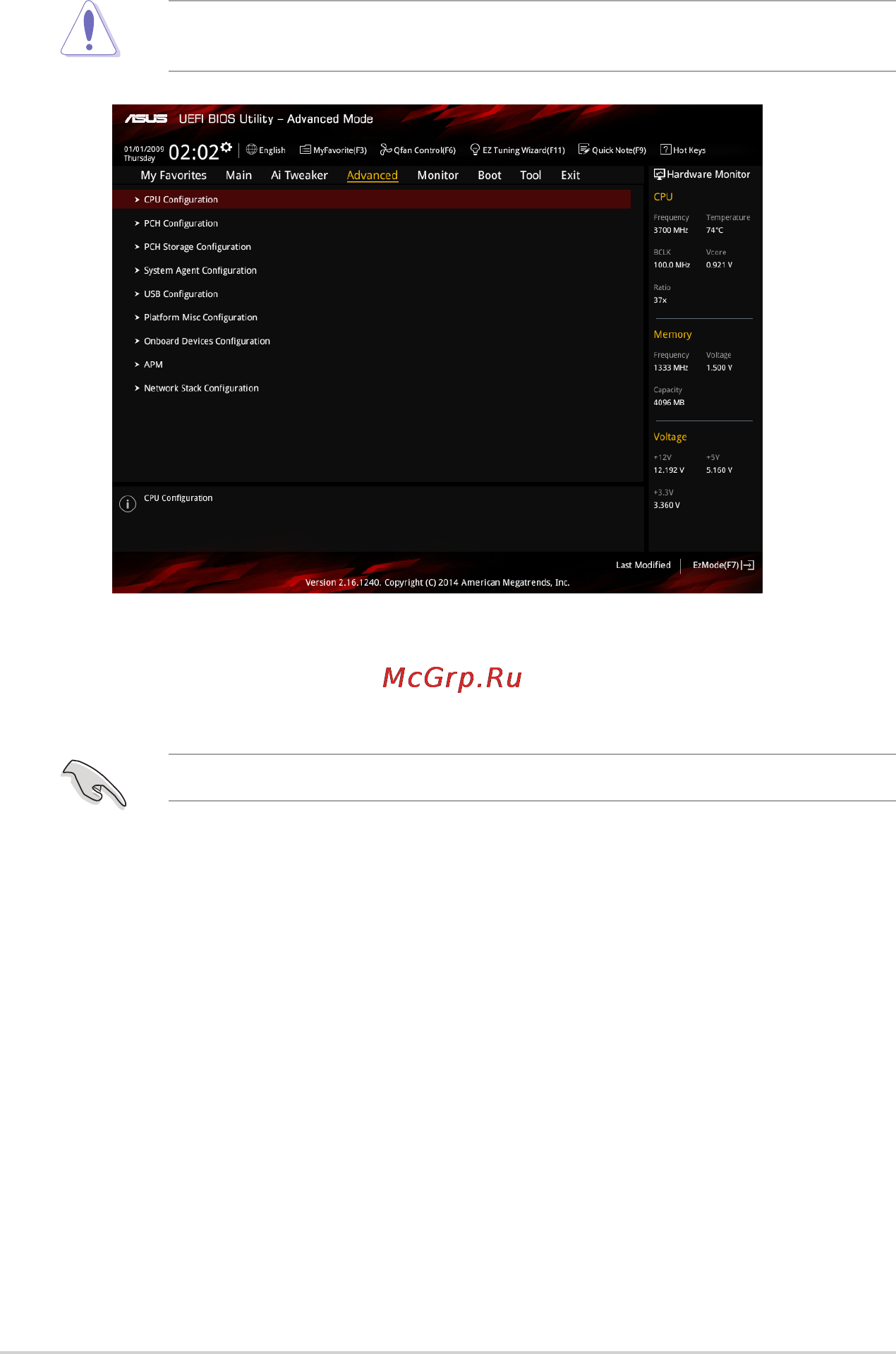 Asus z97-pro gamer [74/102] Advanced menu