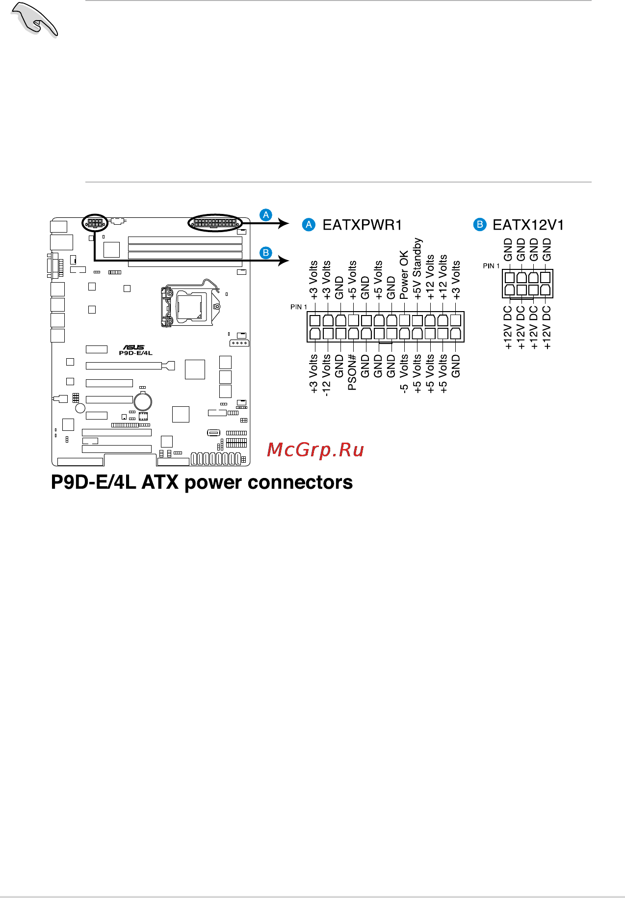 Asus p9d-e/4l [59/159] Atxpowerconnectors 24 pineatxpwr1 8 pineatx12v1