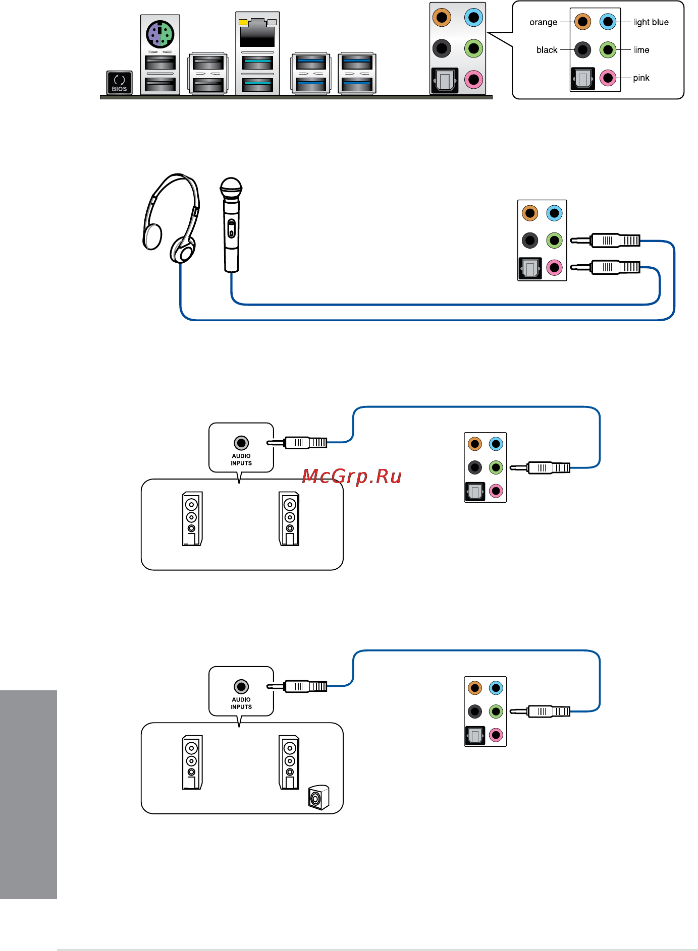 Asus x99-a/usb 3.1 [72/148] Audio i o connections