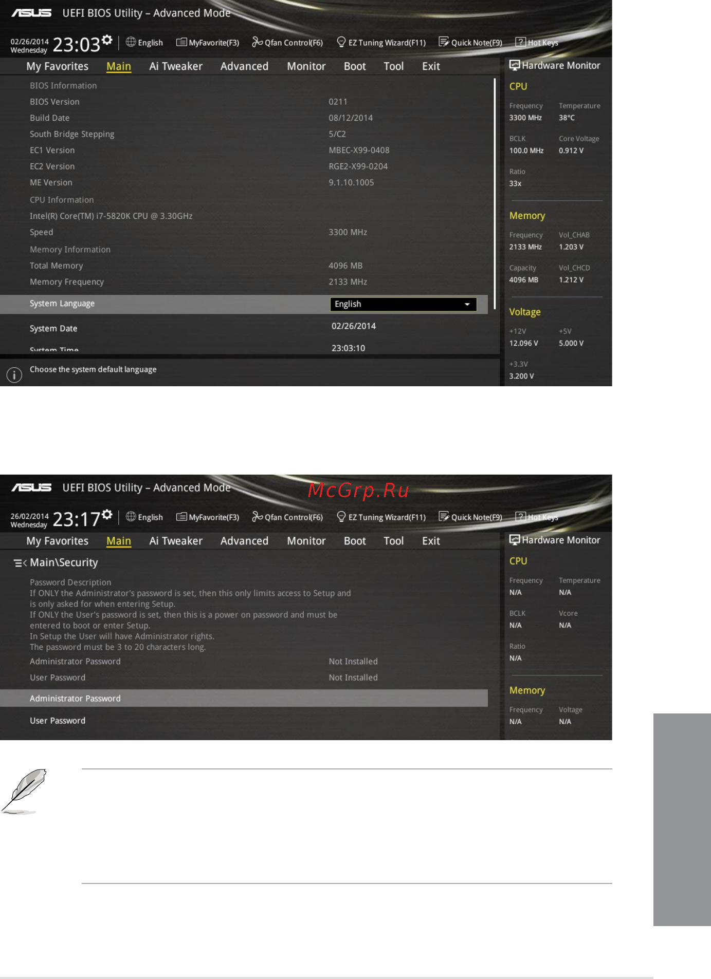 Asus x99-a/usb 3.1 [89/148] Main menu