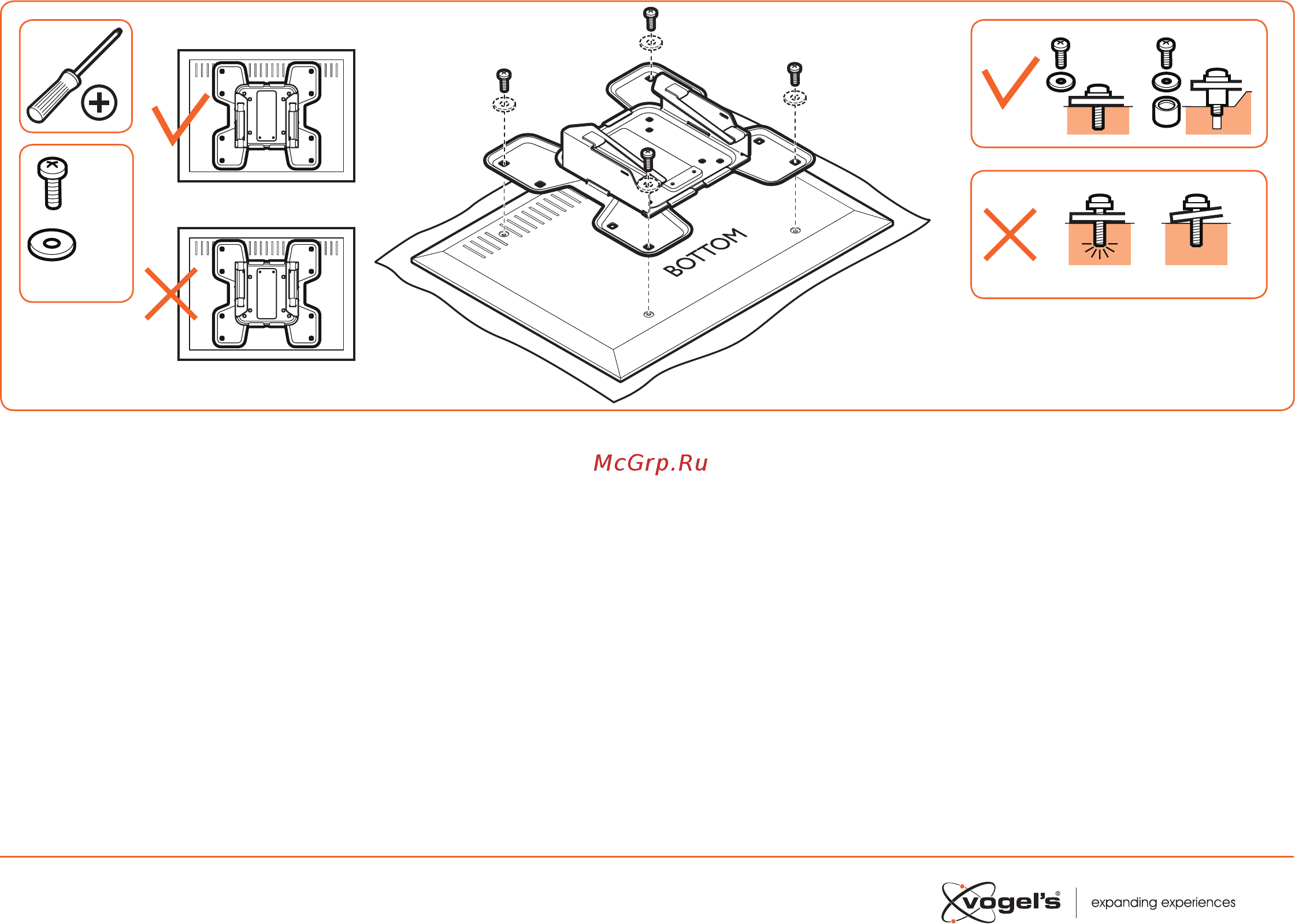 Vogel's TILT W50610 [7/17] Mount the strips c and or the adapter b onto the screen