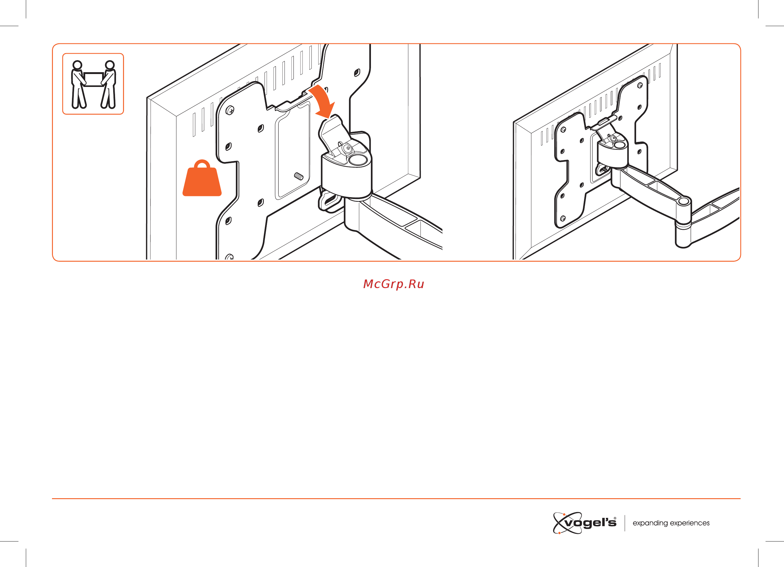 Vogel's TURN W52060 [13/21] Hook the tv onto the wall mount