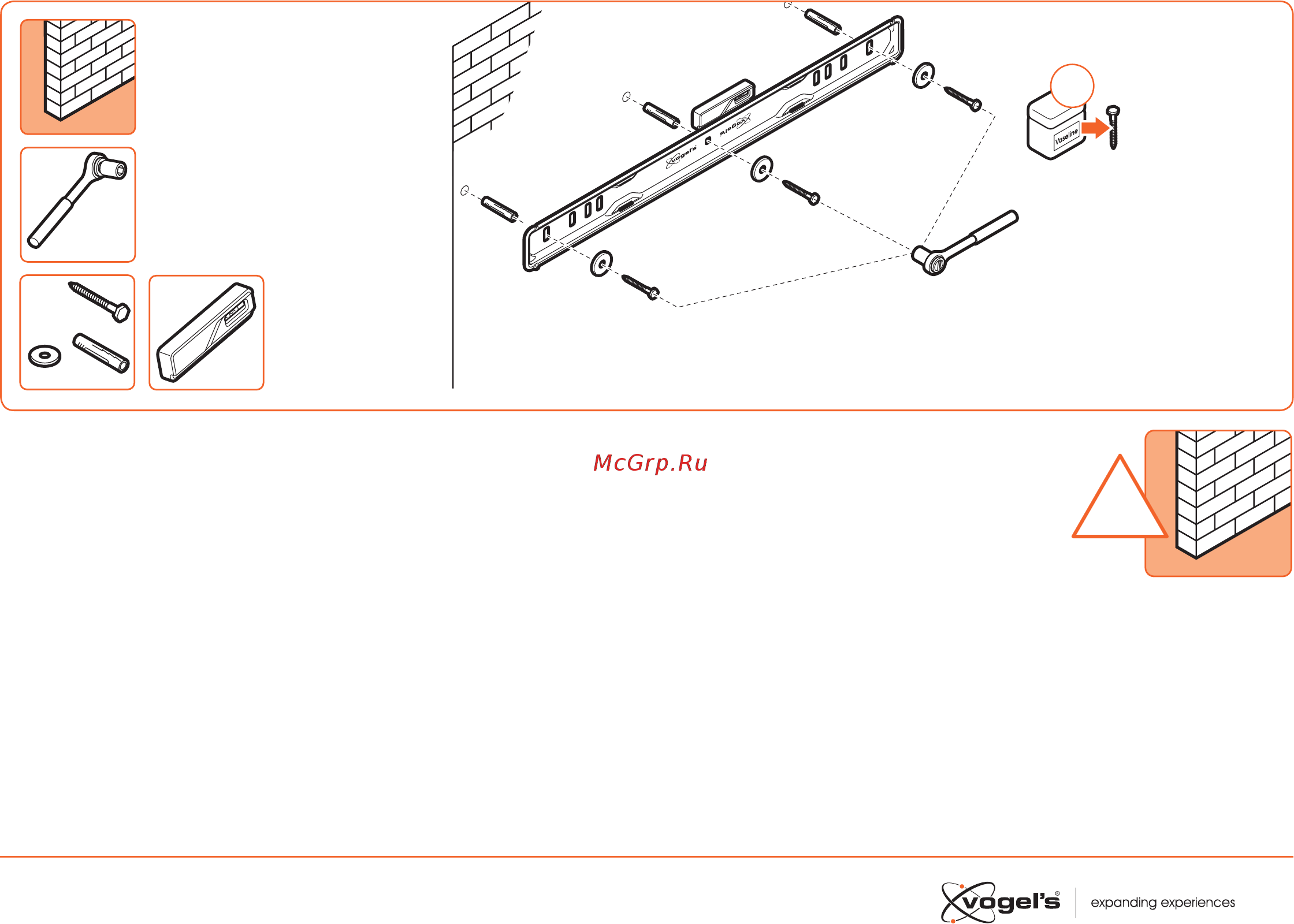 Vogels W50070 [11/21] Screw the wall mount a onto the wall