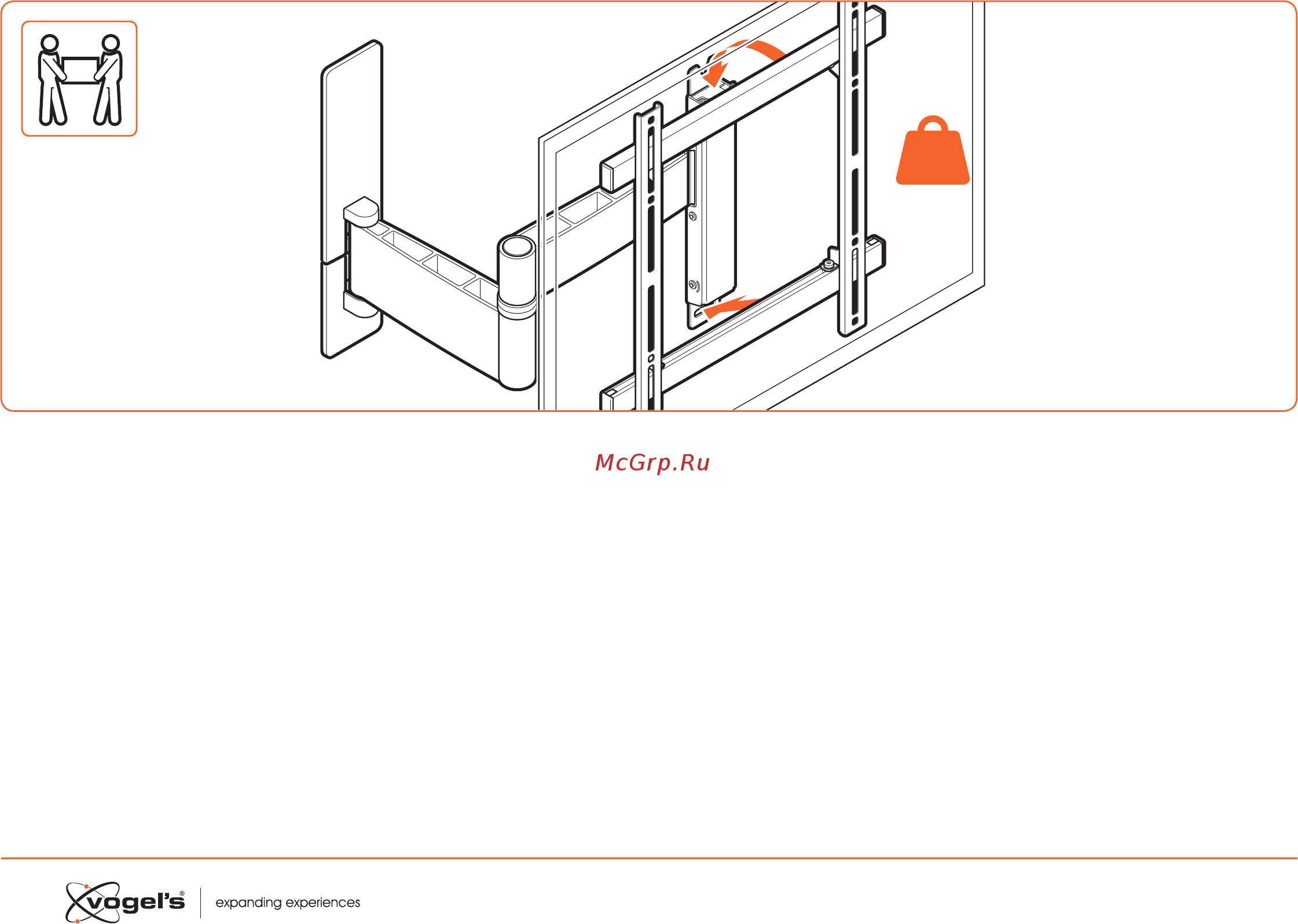 Vogel\'s TURN W53070 [14/21] Hook the tv onto the wall mount