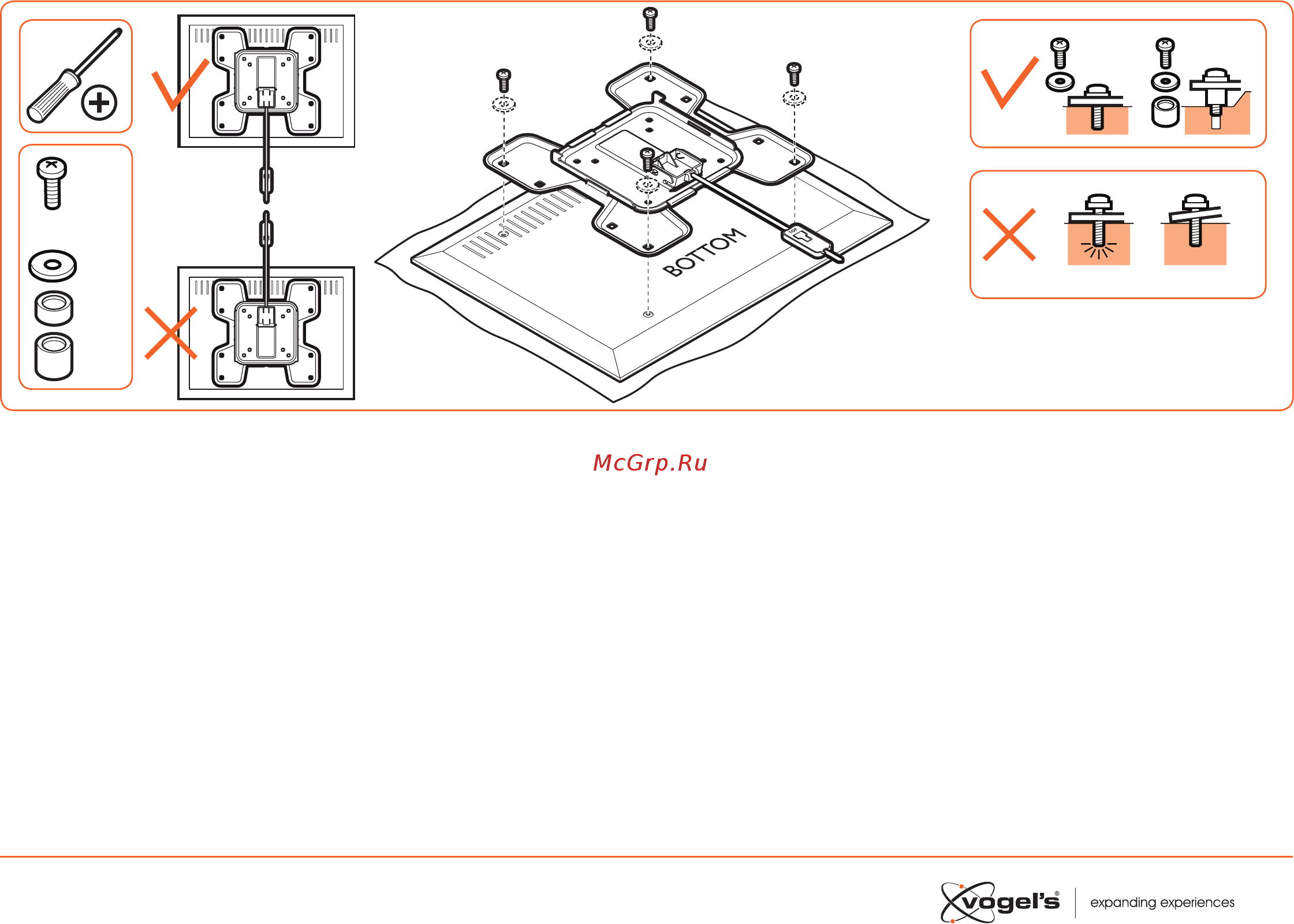 Vogel\'s FLAT W50060 [7/17] Mount the strips c and or the adapter b onto the screen