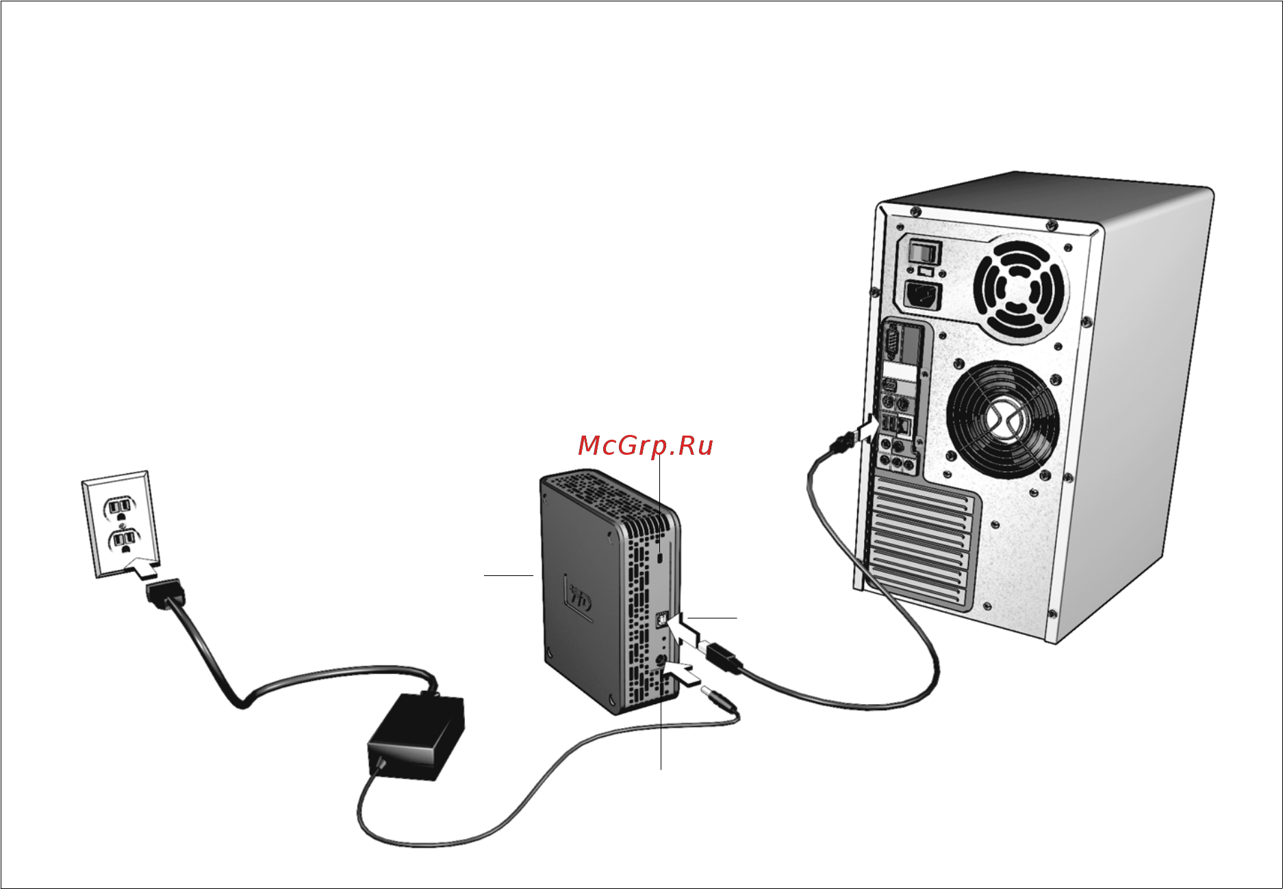 Western Digital 500Gb 16Mb+FWire [2/4] Подключите кабель питания подключите кабель usb