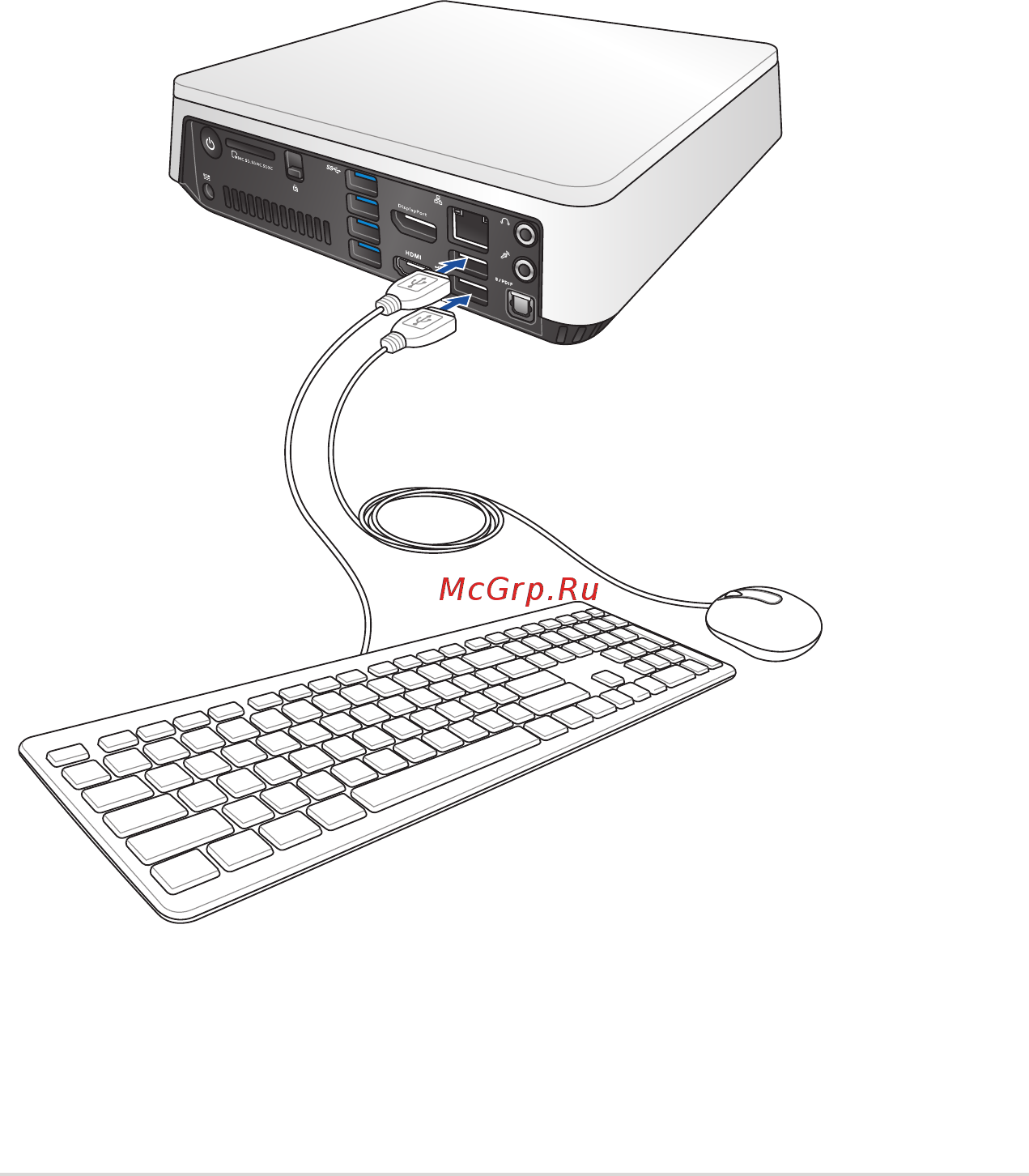 Asus vivopc vm62, 90ms00d1-m02950 [17/40] Подключите usb кабель от клавиатуры или мыши
