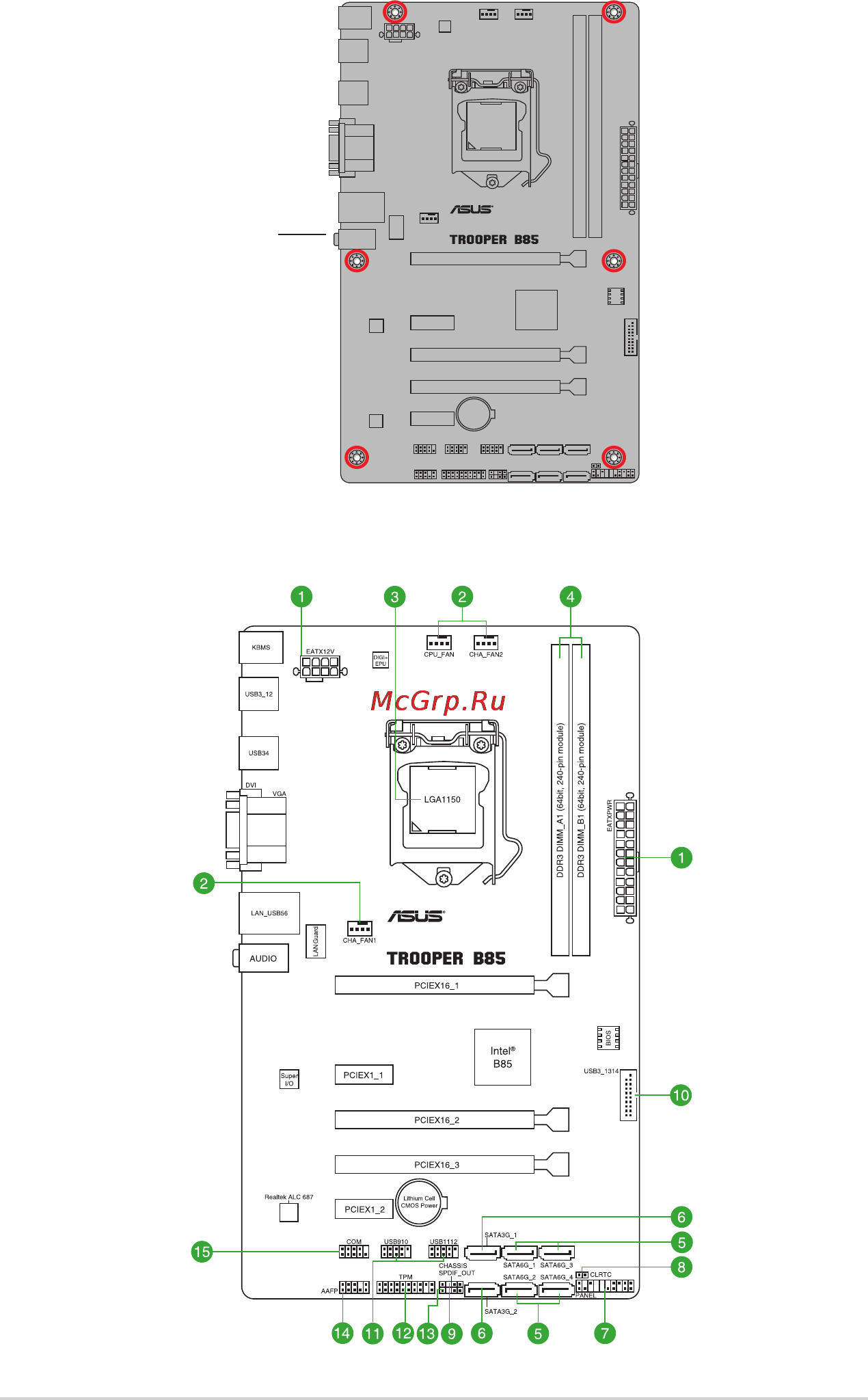 Asus tuf trooper b85 [10/48] Motherboard layout