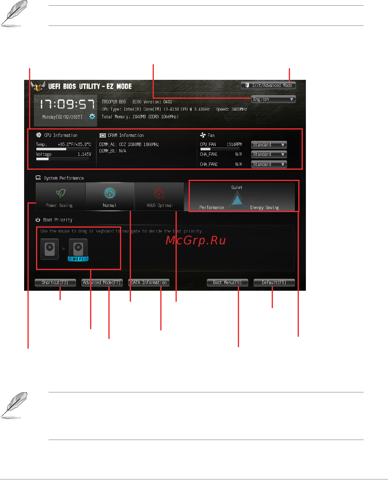 Asus tuf trooper b85 [35/48] Bios menu screen