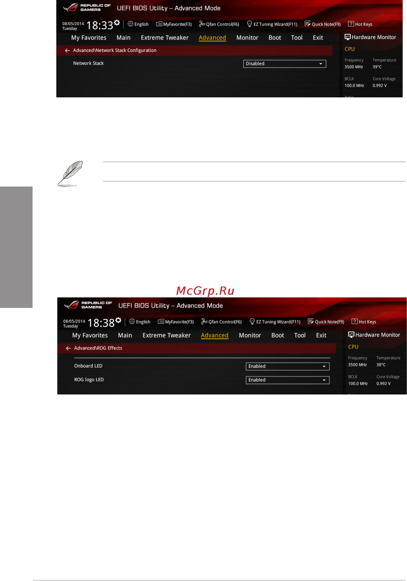 Asus rog rampage v extreme/u3.1 [130/230] Network stack configuration