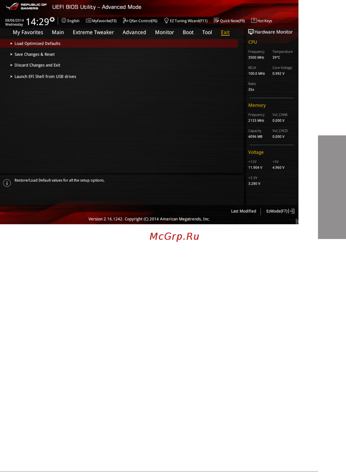 Asus rog rampage v extreme/u3.1 [143/230] Exit menu