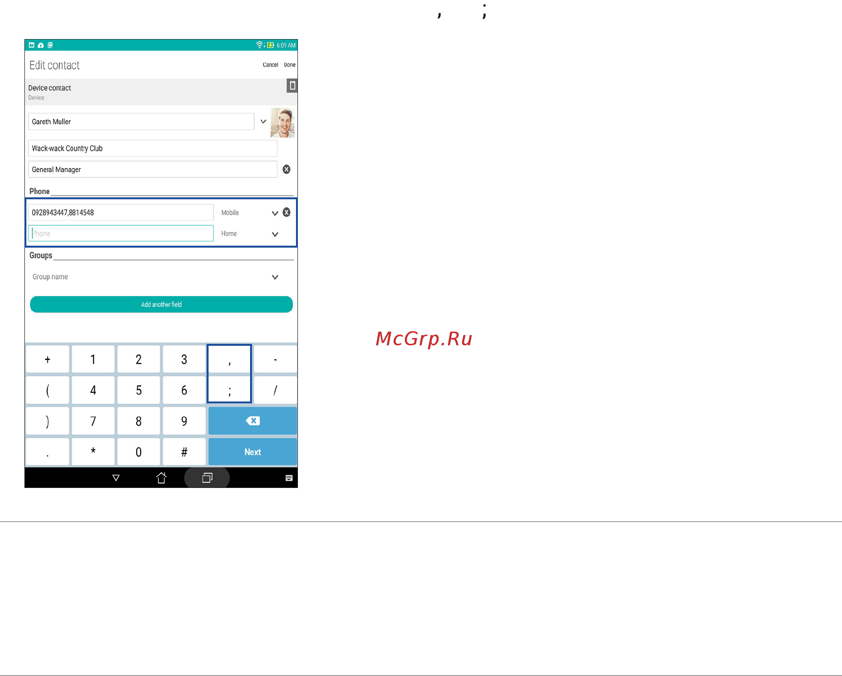 Asus zenpad c 7.0 z170c 8gb [58/176] Adding an extension number to a contact number