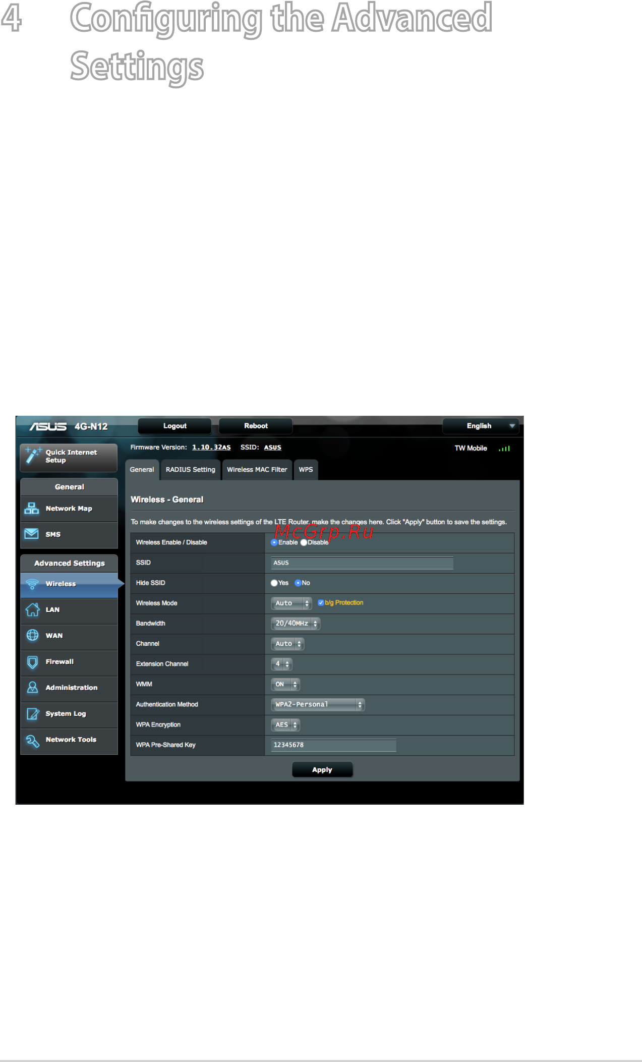Asus 4g-n12 [19/72] Configuring the advanced settings