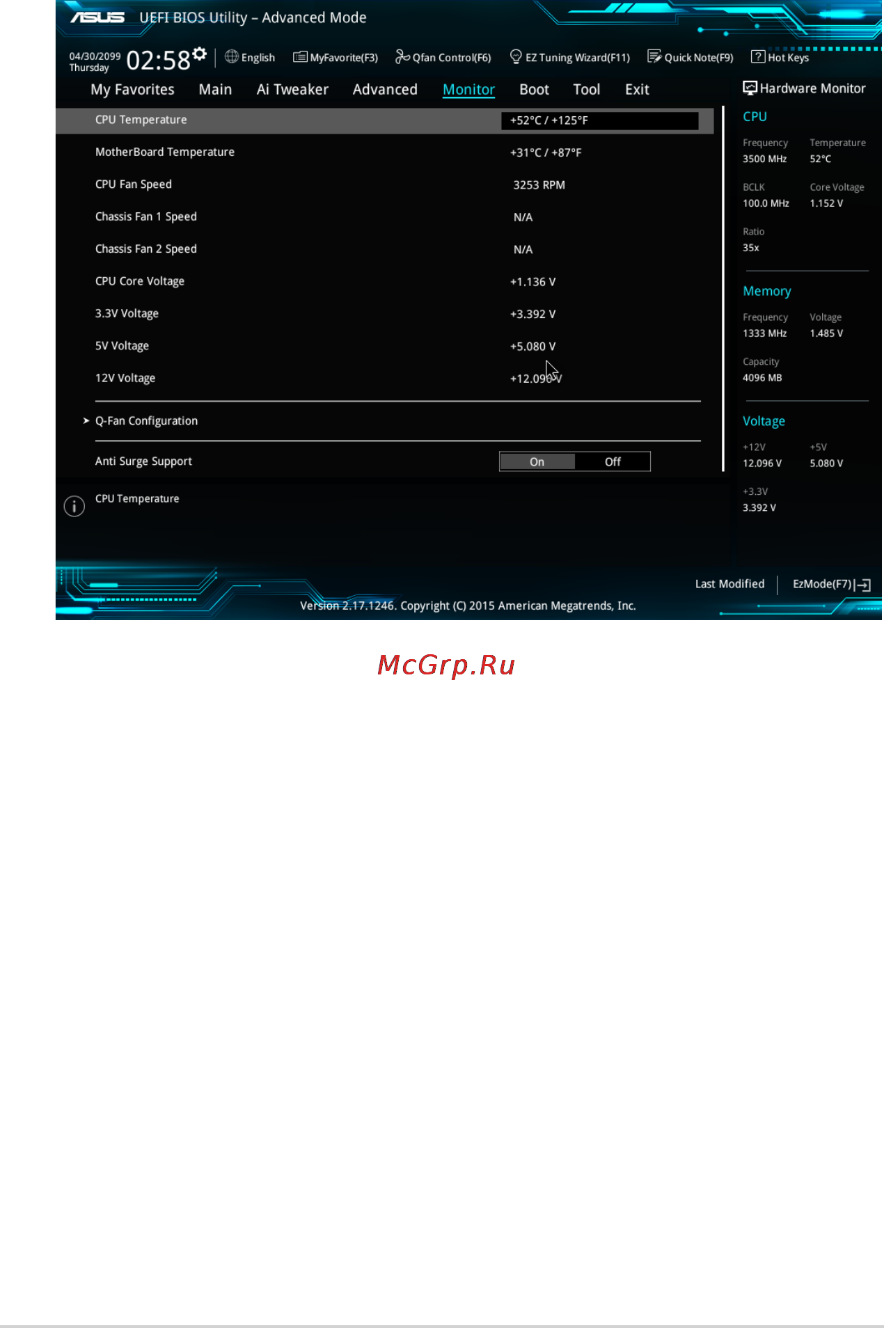 Asus z170-p d3 [70/85] Cpu mb temperature xxx º c xxx º f ignore