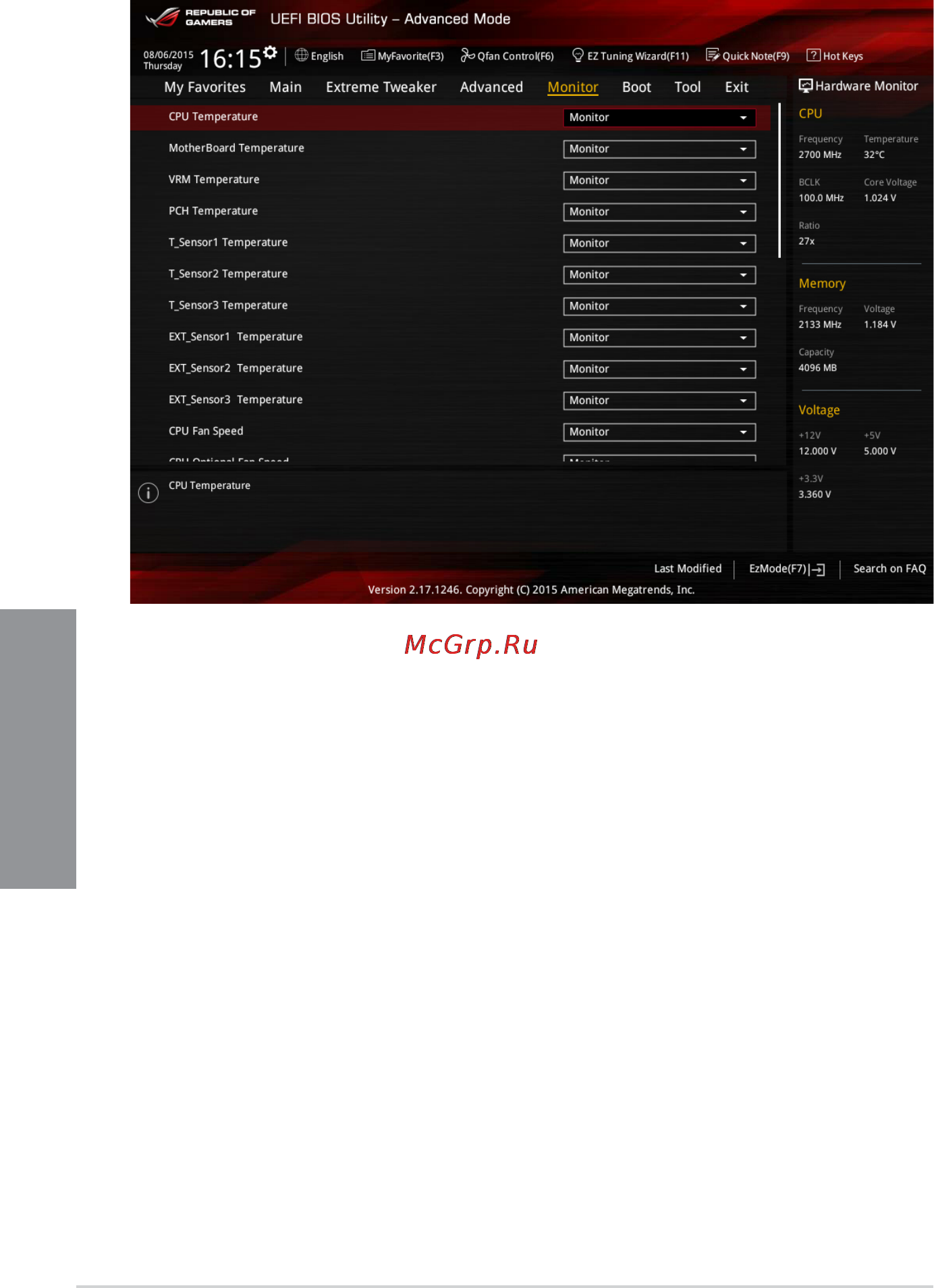 Asus rog maximus viii extreme [128/226] Monitor menu