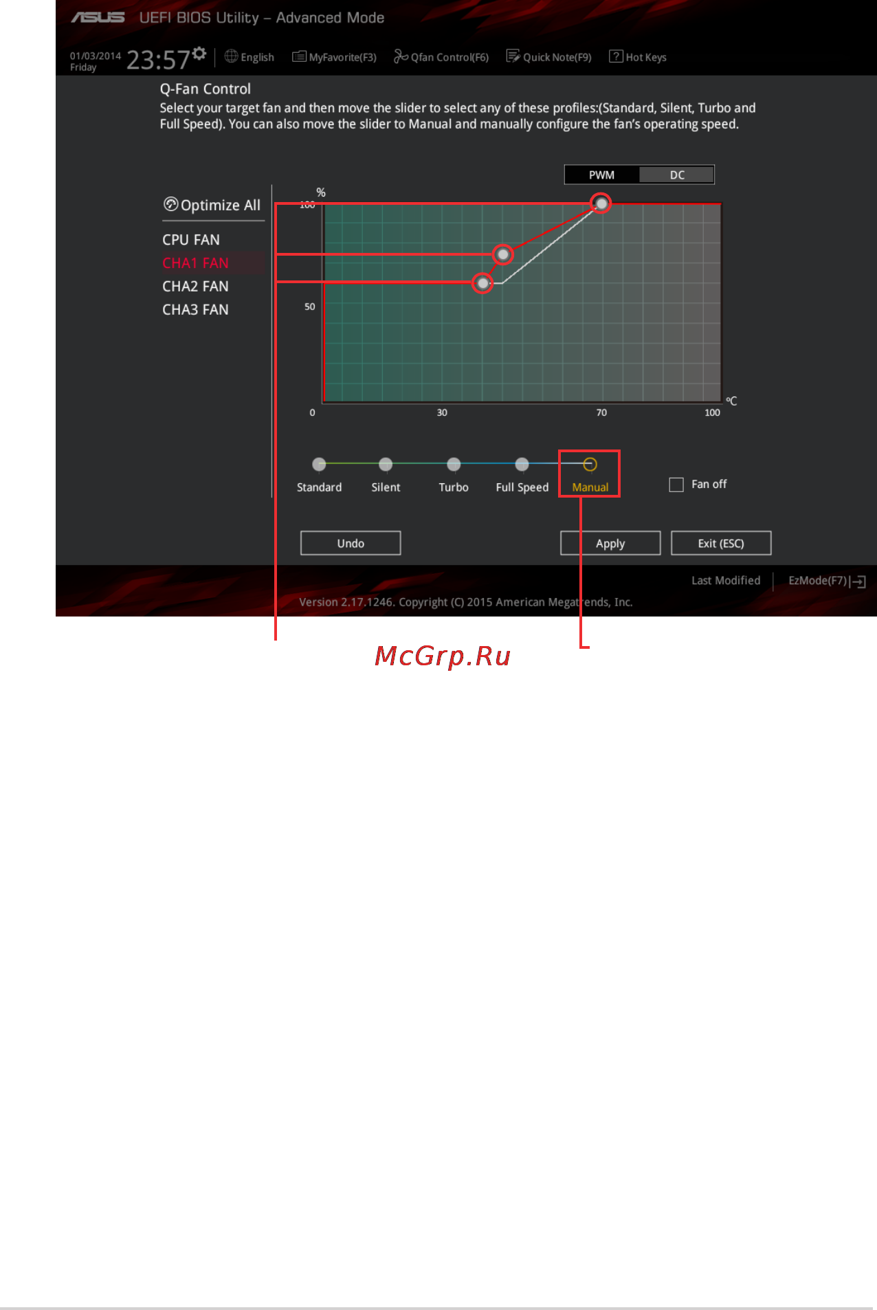 Asus b150 pro gaming d3 [52/94] Configuring fans manually