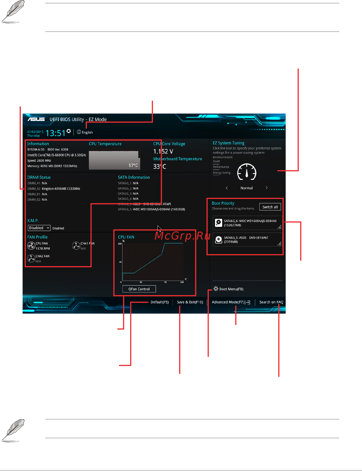 Asus b150m-a d3 [39/51] Bios menu screen