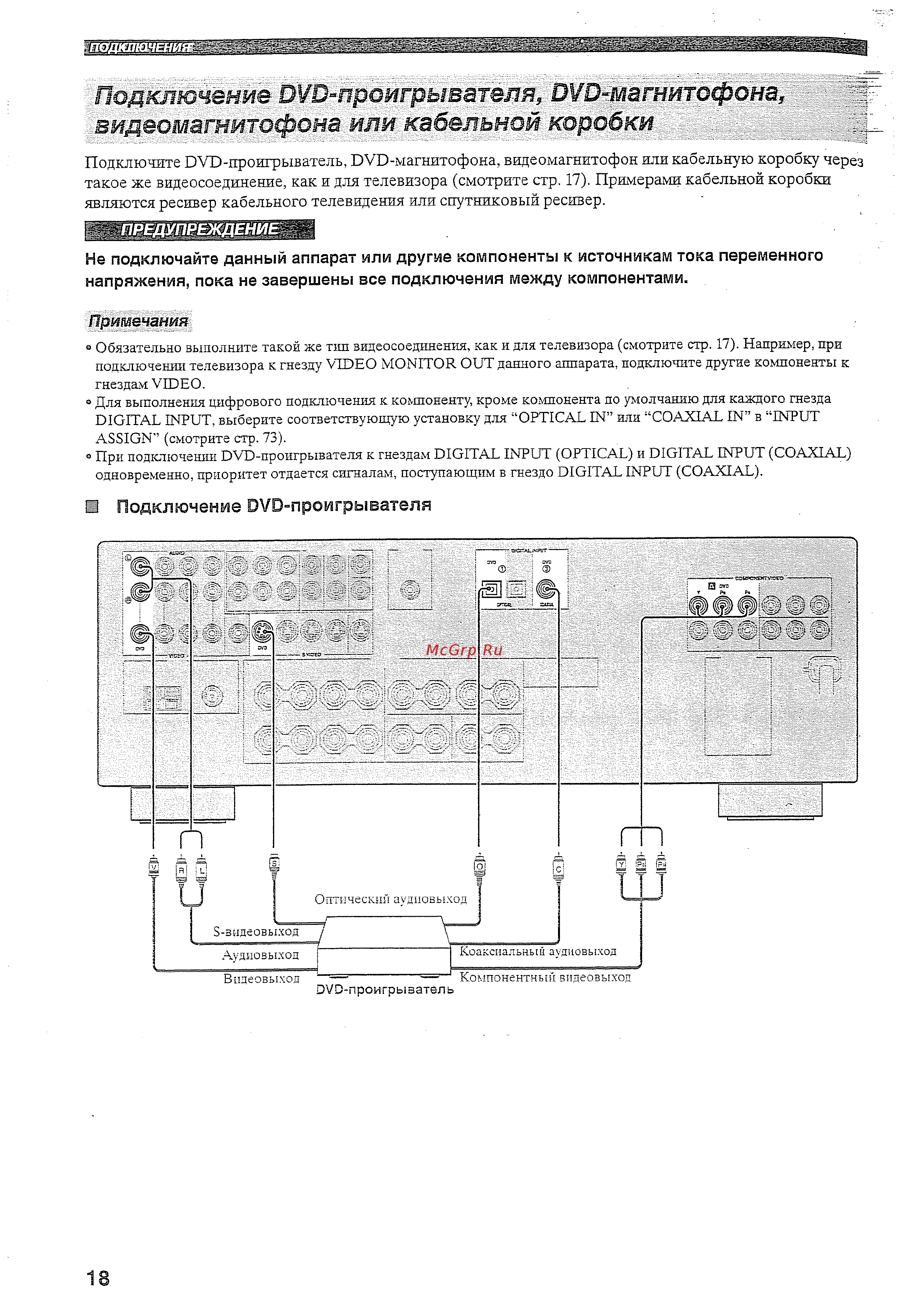 Yamaha RX-V459 RDS T [20/94] Подключение оуо проигрывателя оуп магнитофона видеомагнитофона или кабельной коробки