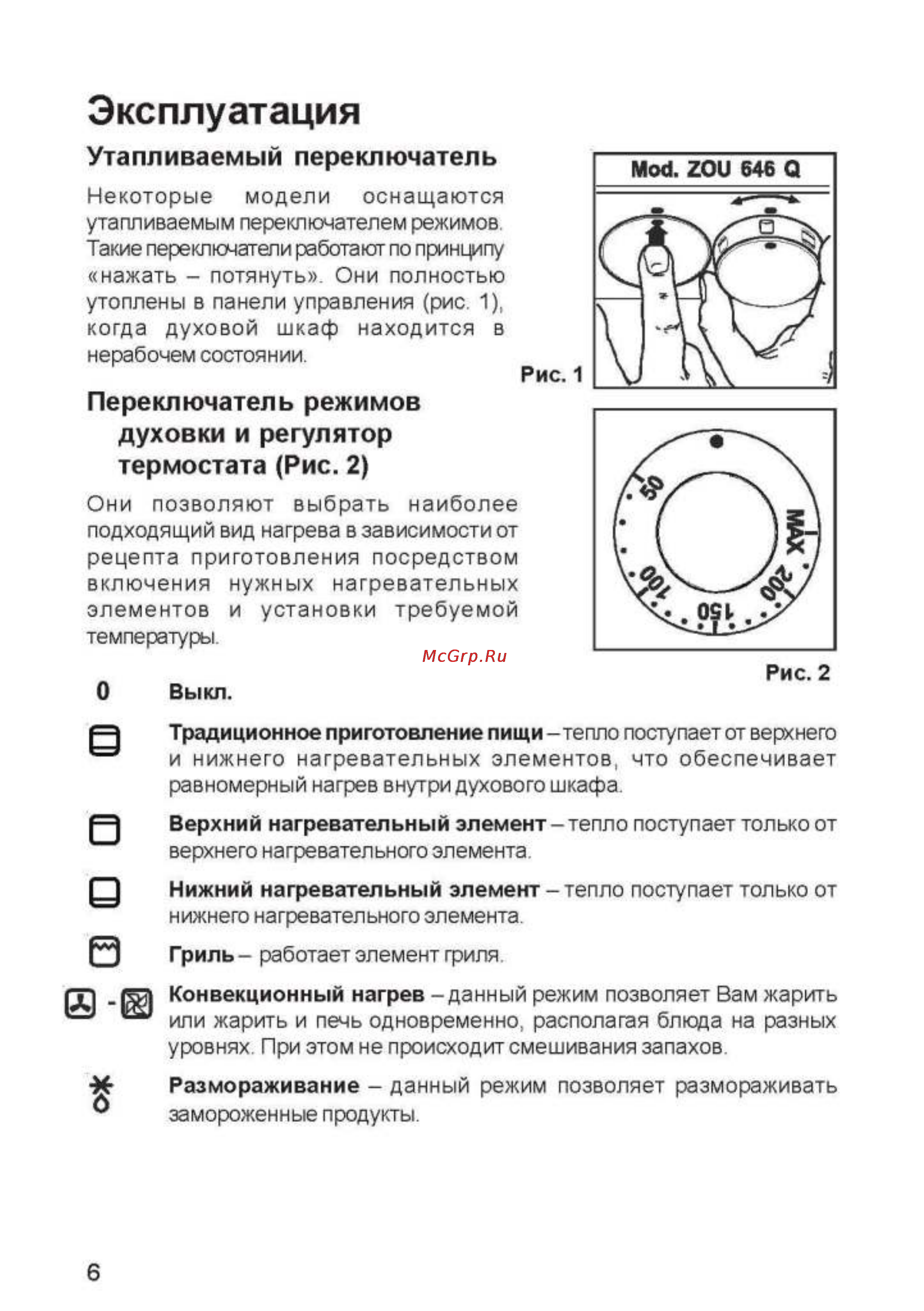 Zanussi ZOB 646 QN [6/20] Духовки и регулятор термостата рис 2