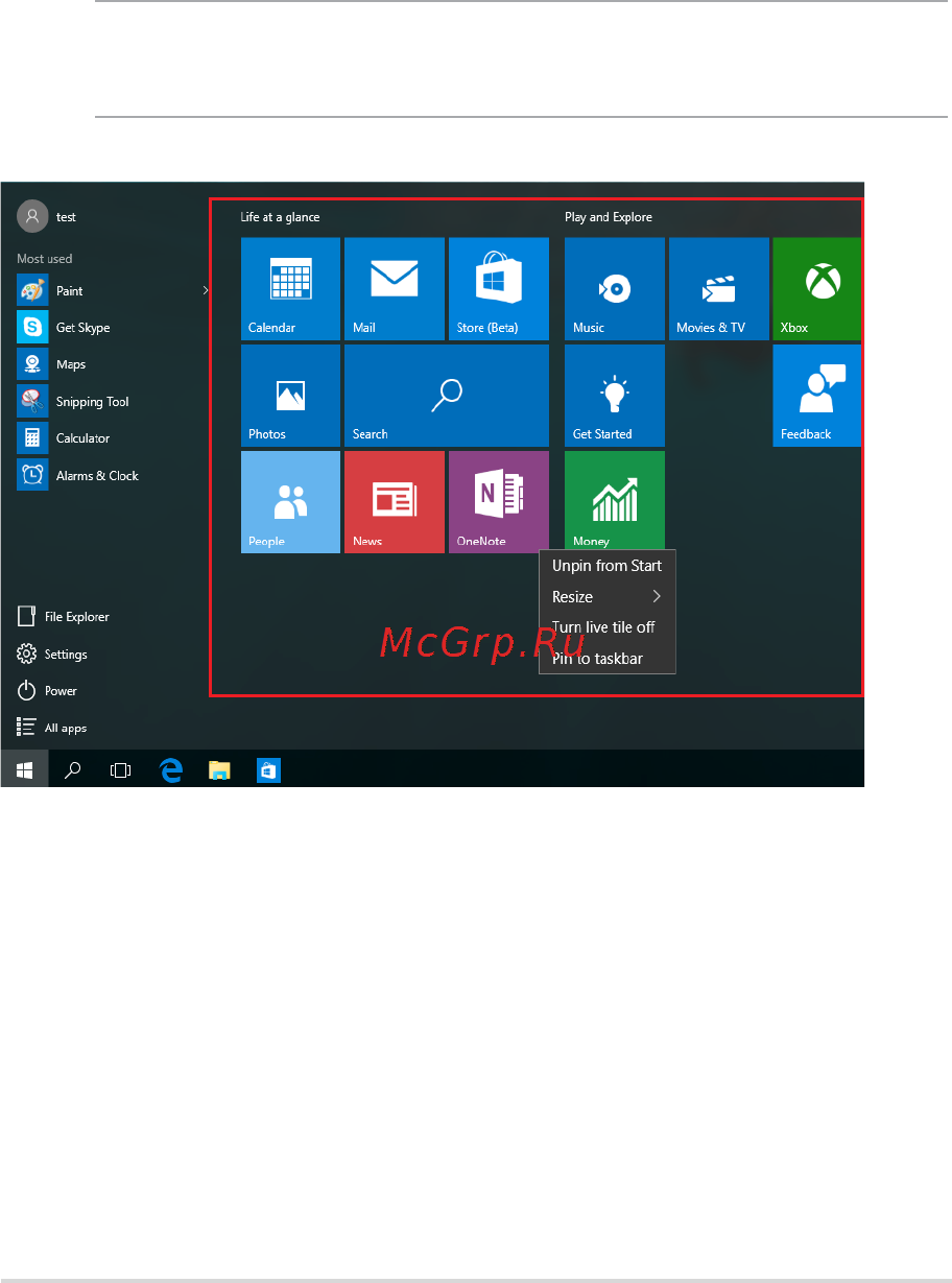 Asus transformer book flip tp200sa, 90nl0081-m03510 [41/104] These are apps pinned on the right pane of the start menu and displayed in tiled format for easy access