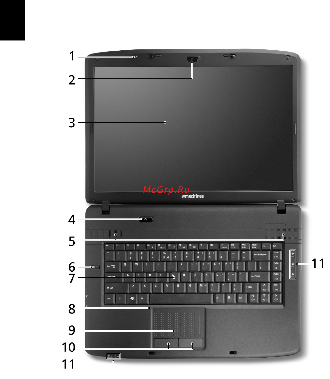 E-Machines E727-452G25Mi [4/11] Русский